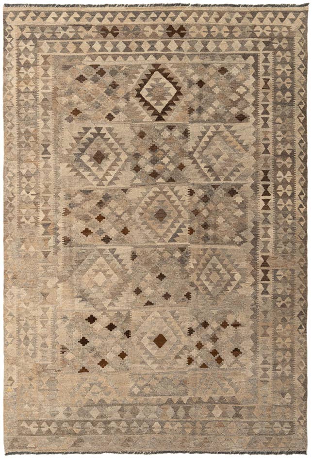 Detail image of 6' 6 x 9' 5 Hand Woven Kilim Maymana Wool Rug