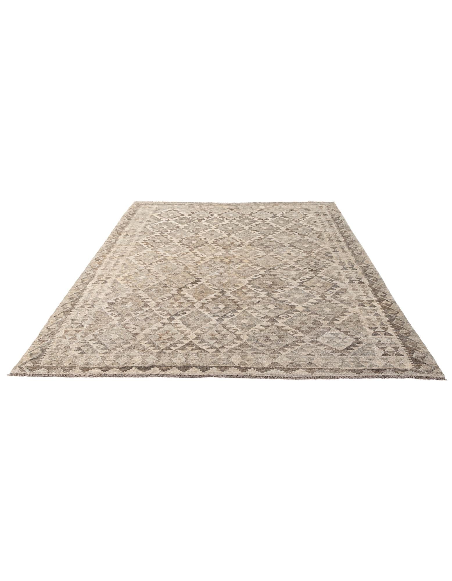 6' 9 x 9' 7 Hand Woven Kilim Maymana Wool Rug