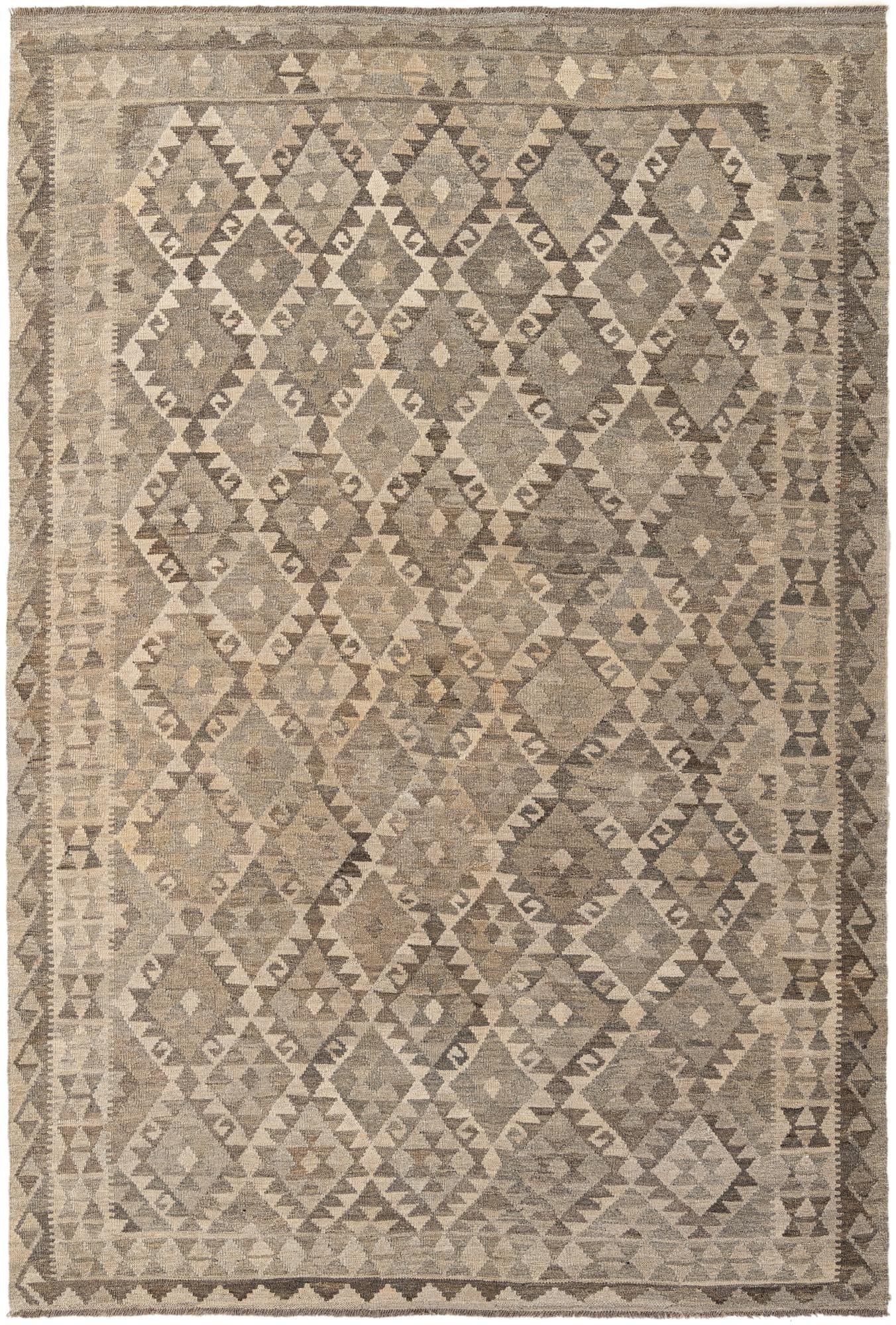 6' 9 x 9' 7 Hand Woven Kilim Maymana Wool Rug