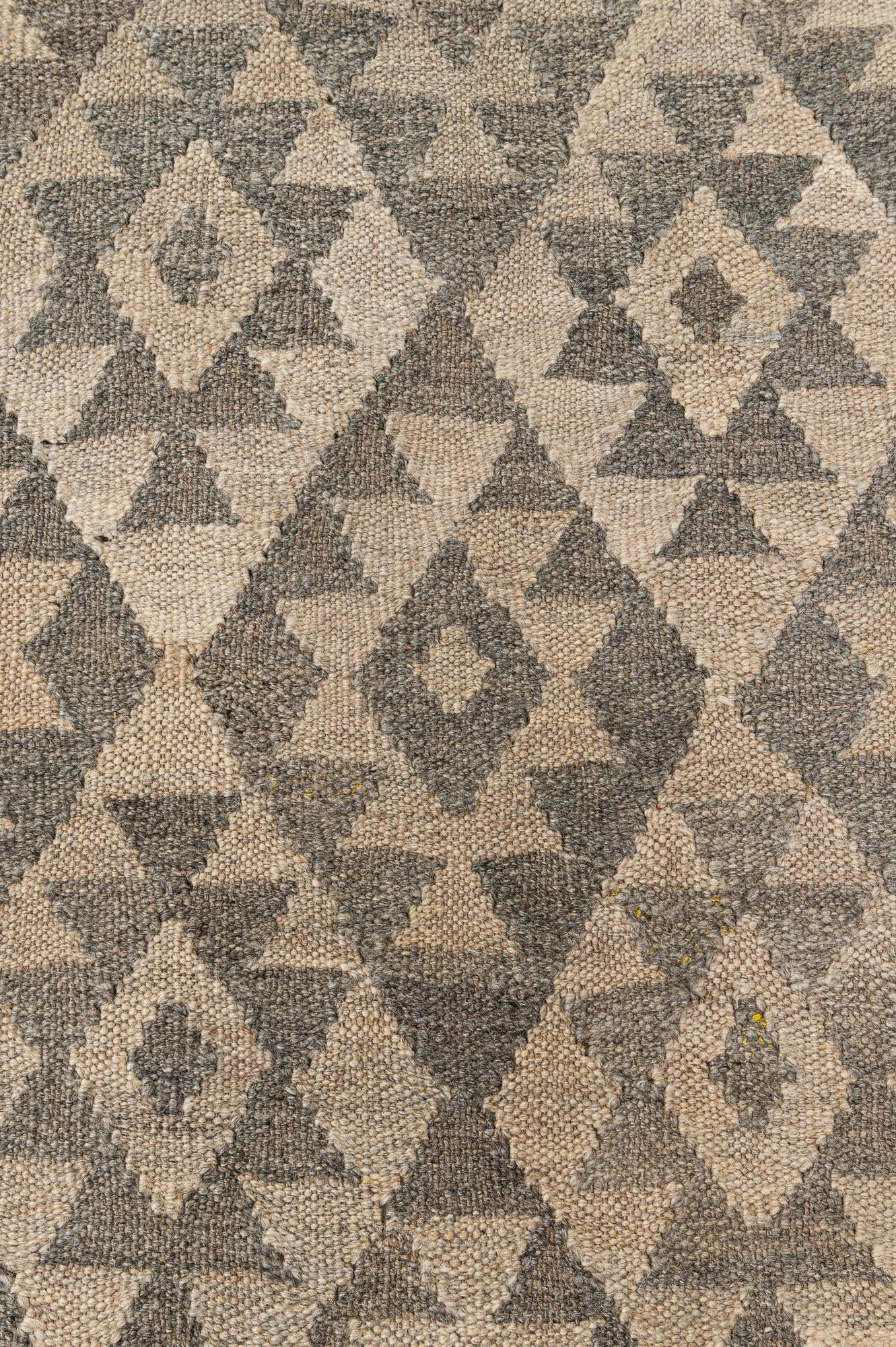 6' 8 x 9' 8 Hand Woven Kilim Maymana Wool Rug