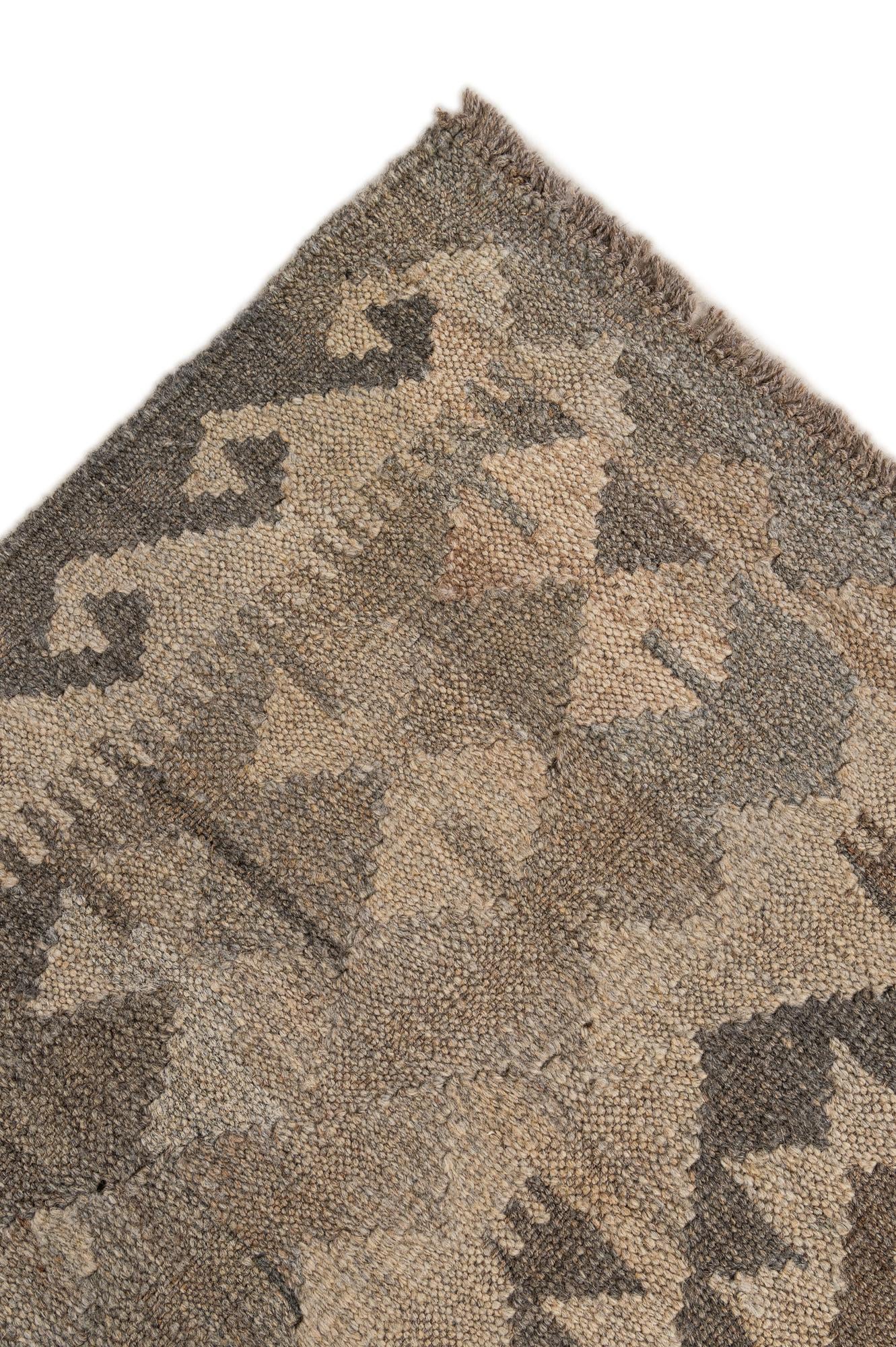 6' 8 x 9' 8 Hand Woven Kilim Maymana Wool Rug
