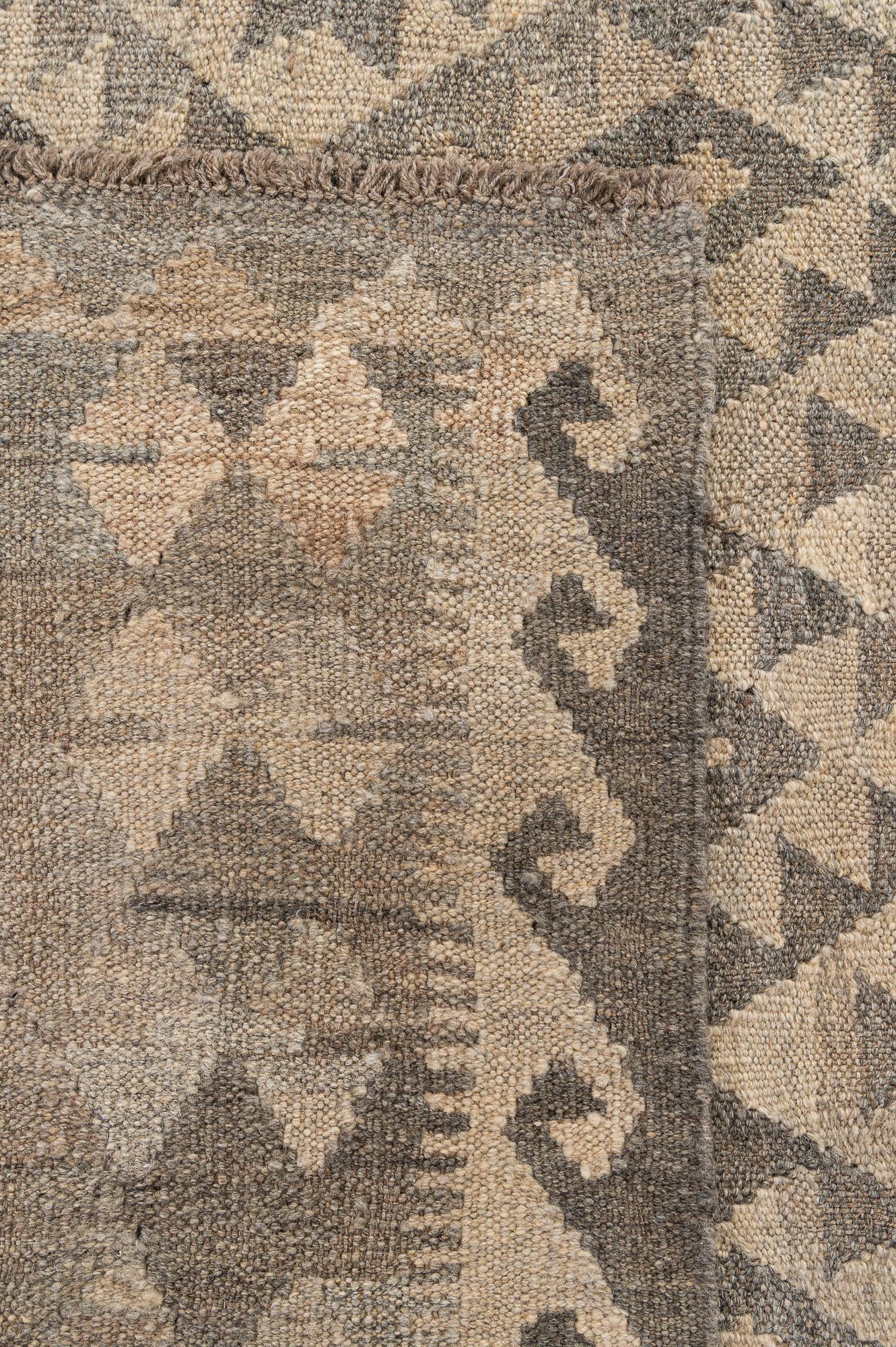 6' 8 x 9' 8 Hand Woven Kilim Maymana Wool Rug