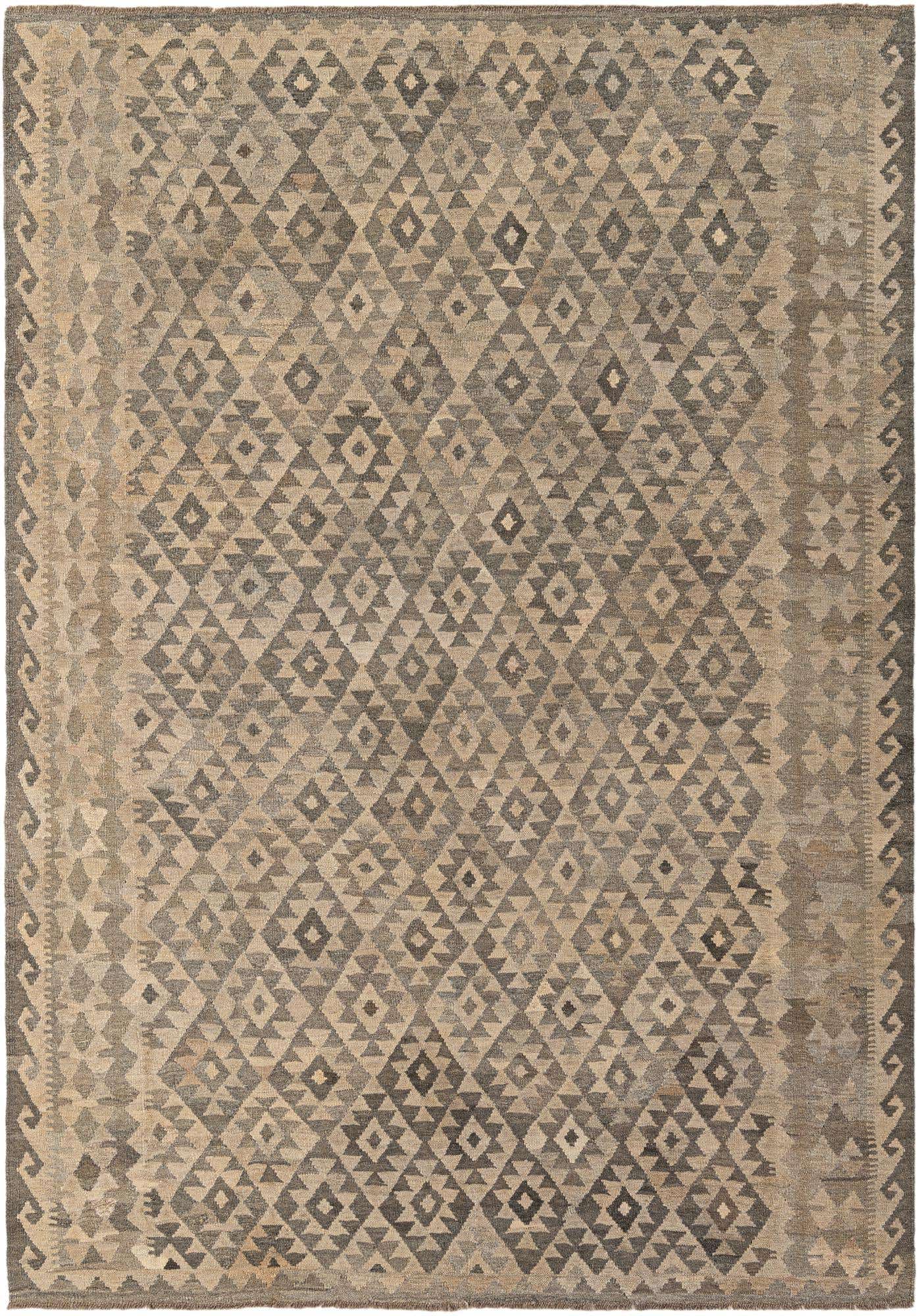 6' 8 x 9' 8 Hand Woven Kilim Maymana Wool Rug