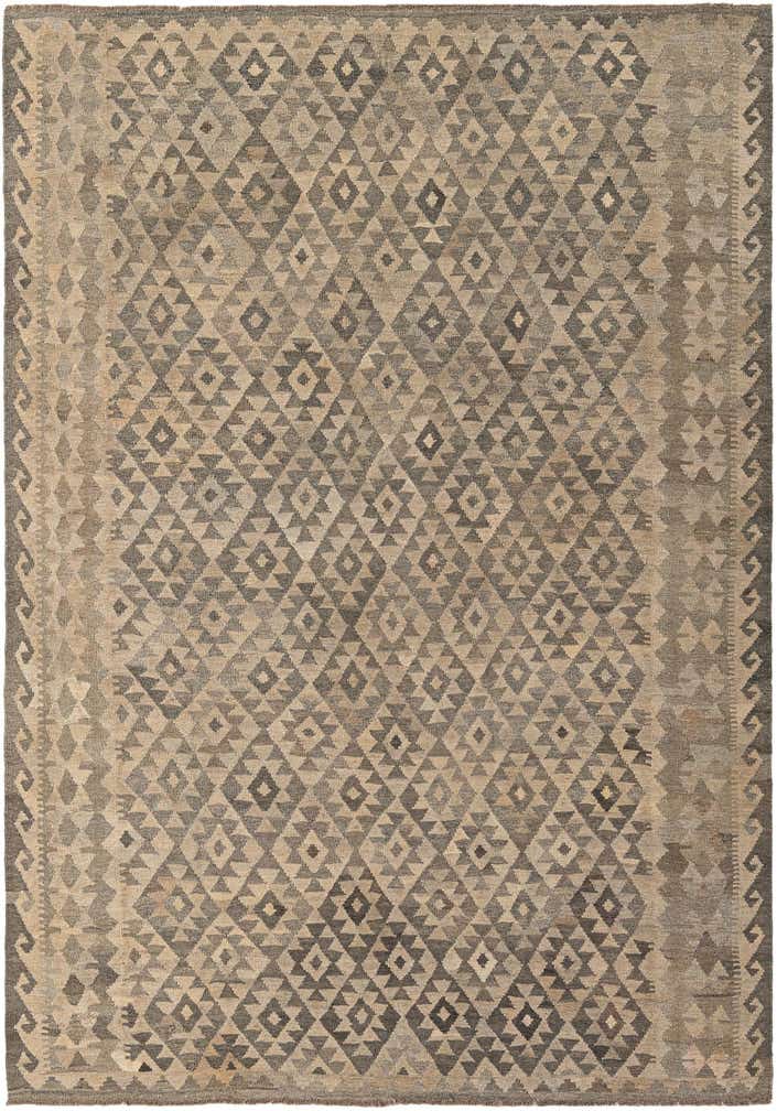 6' 8 x 9' 8 Hand Woven Kilim Maymana Wool Rug