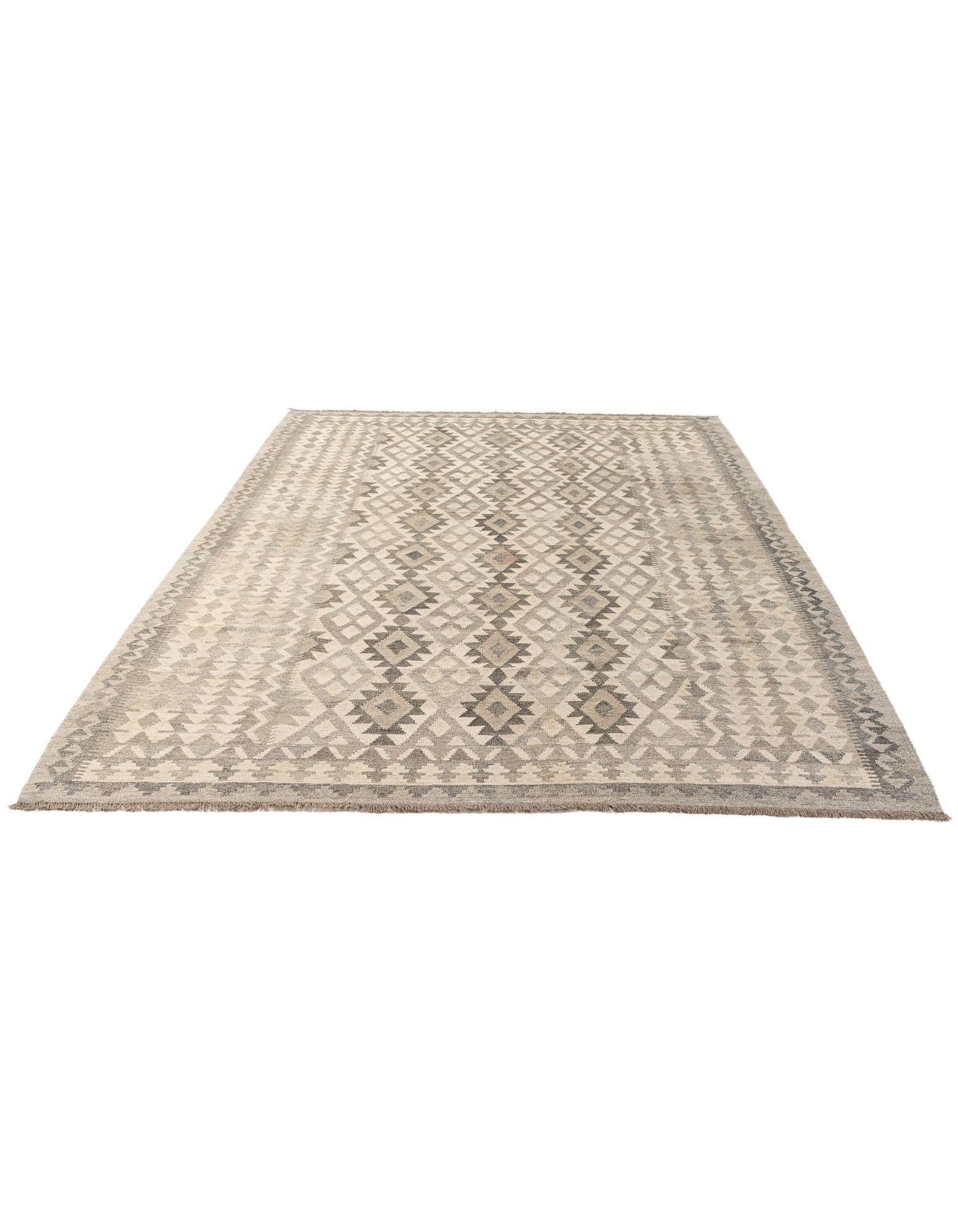 6' 9 x 9' 9 Hand Woven Kilim Maymana Wool Rug