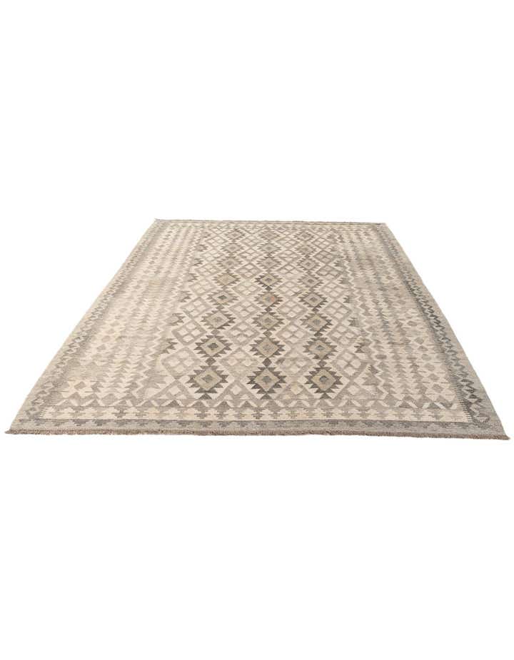 6' 9 x 9' 9 Hand Woven Kilim Maymana Wool Rug
