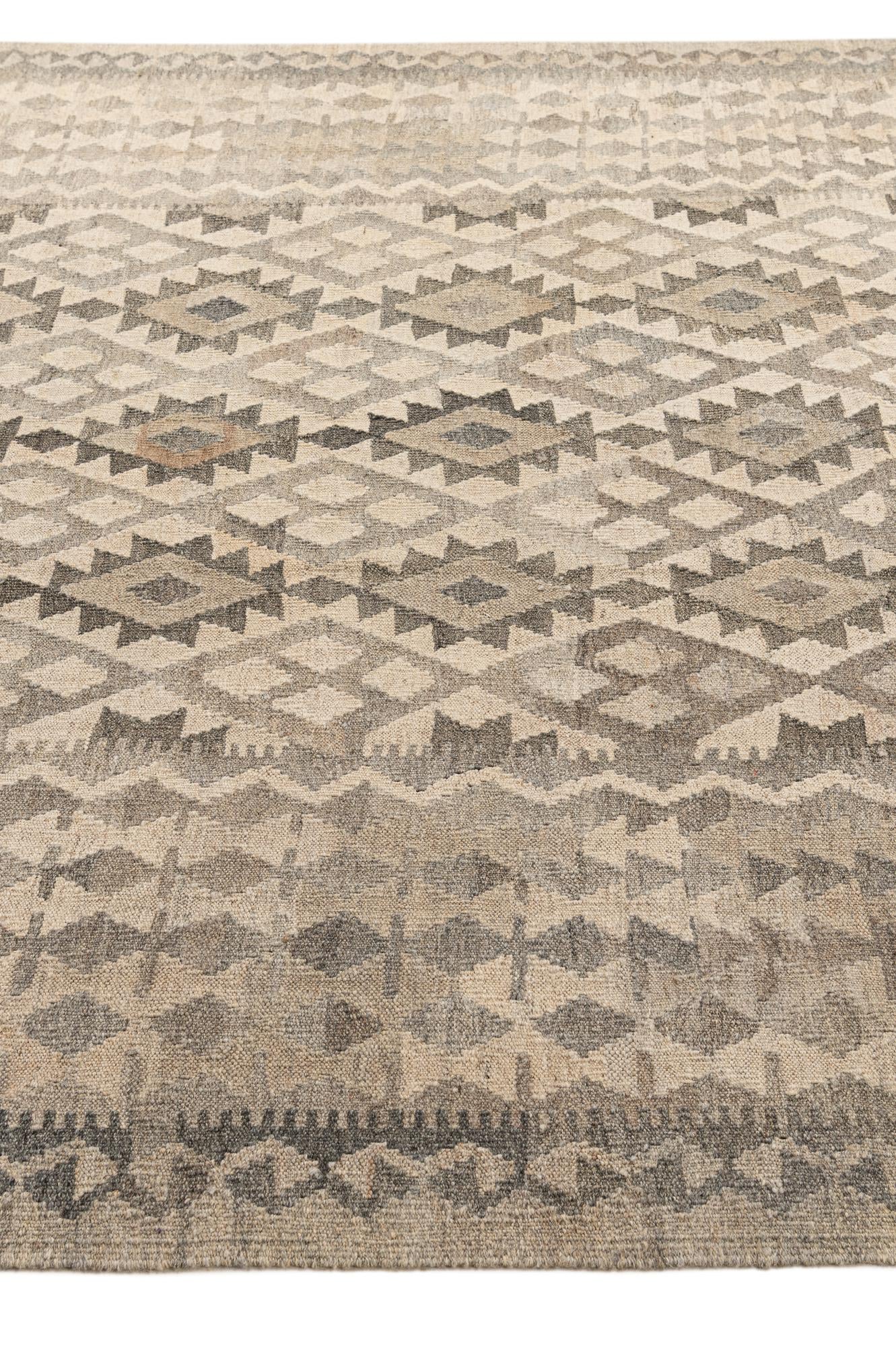 6' 9 x 9' 9 Hand Woven Kilim Maymana Wool Rug