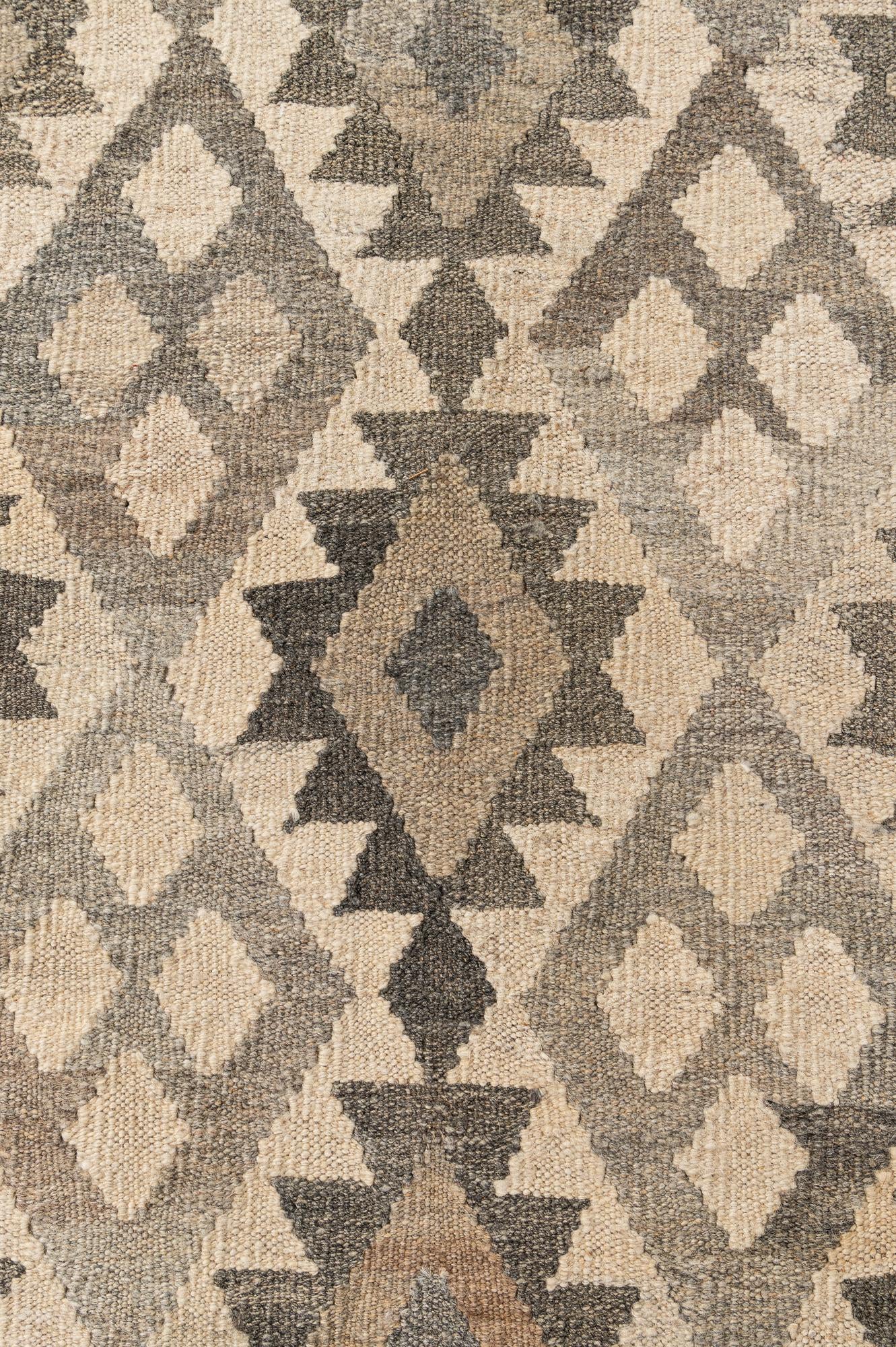 6' 9 x 9' 9 Hand Woven Kilim Maymana Wool Rug