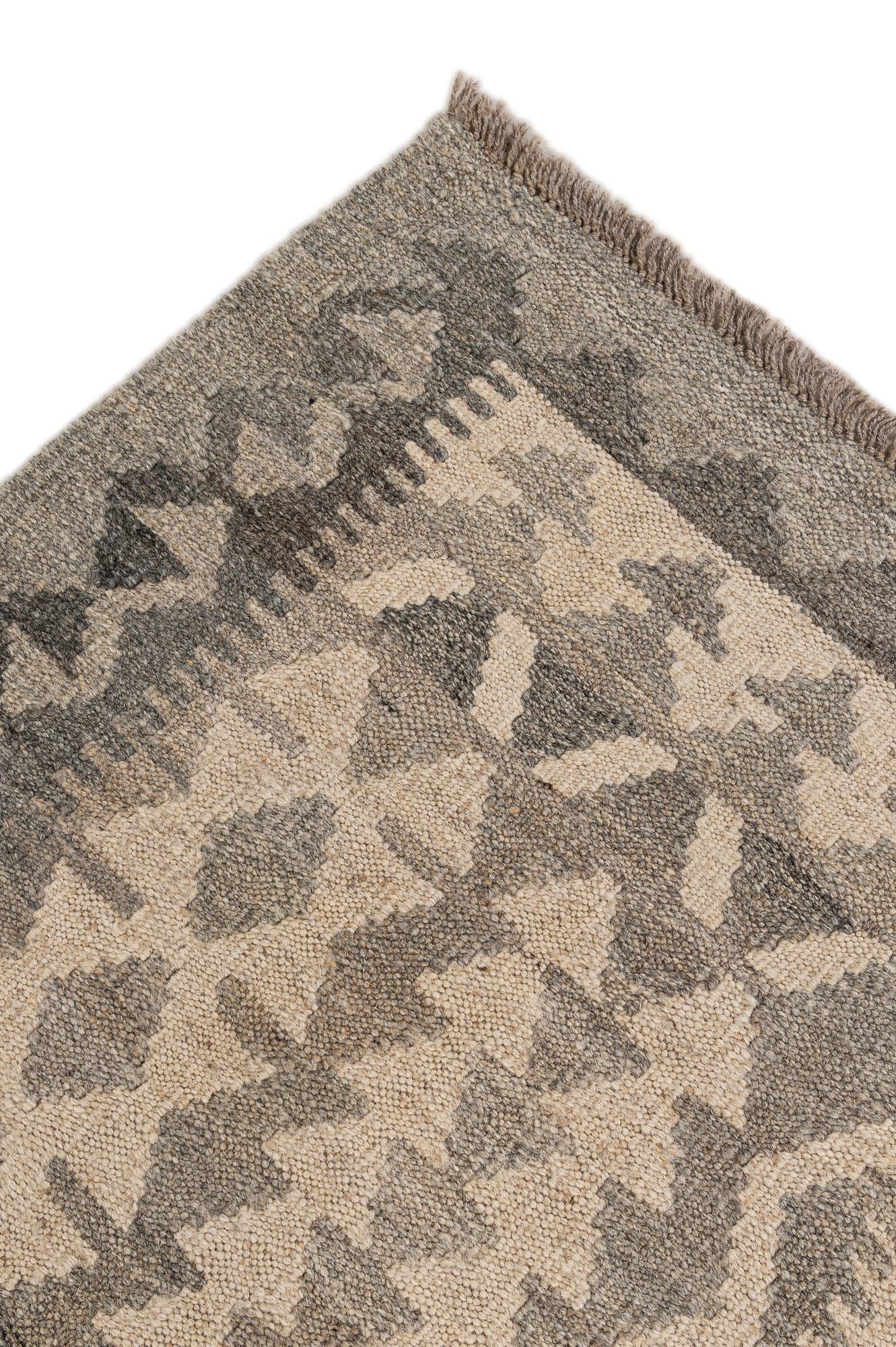 6' 9 x 9' 9 Hand Woven Kilim Maymana Wool Rug