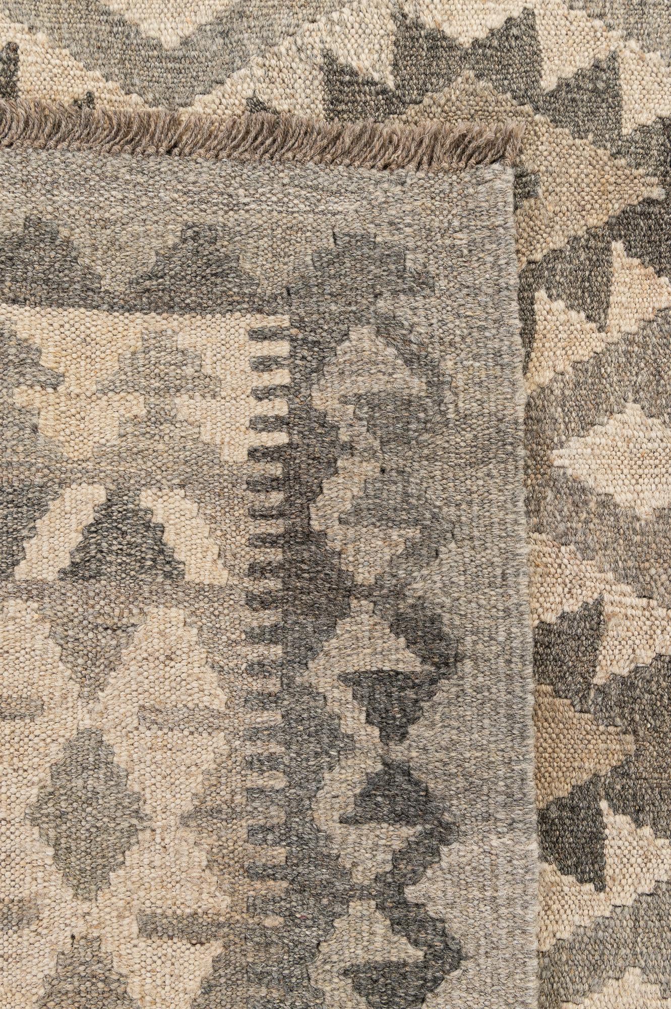 6' 9 x 9' 9 Hand Woven Kilim Maymana Wool Rug