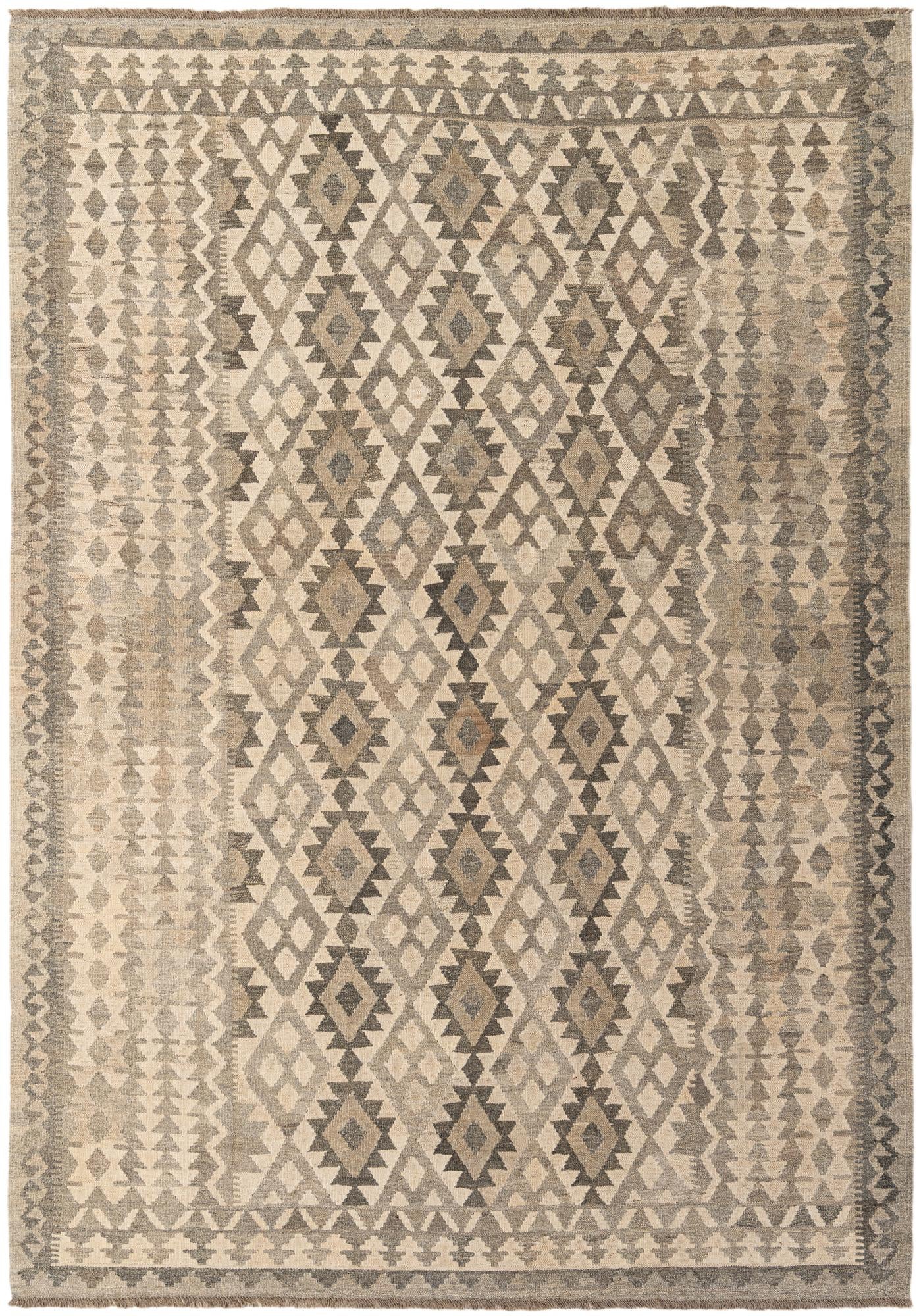 6' 9 x 9' 9 Hand Woven Kilim Maymana Wool Rug