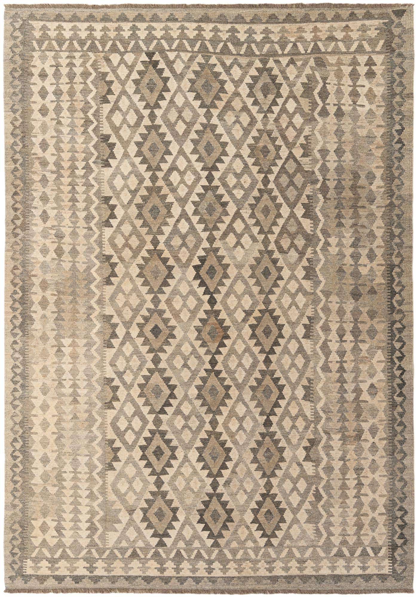 6' 9 x 9' 9 Hand Woven Kilim Maymana Wool Rug