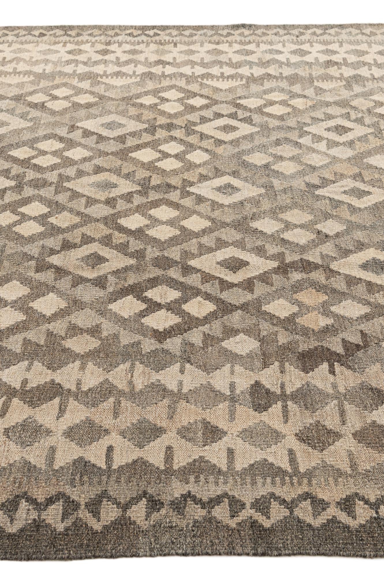 6' 9 x 9' 6 Hand Knotted Kilim Maymana Wool Rug