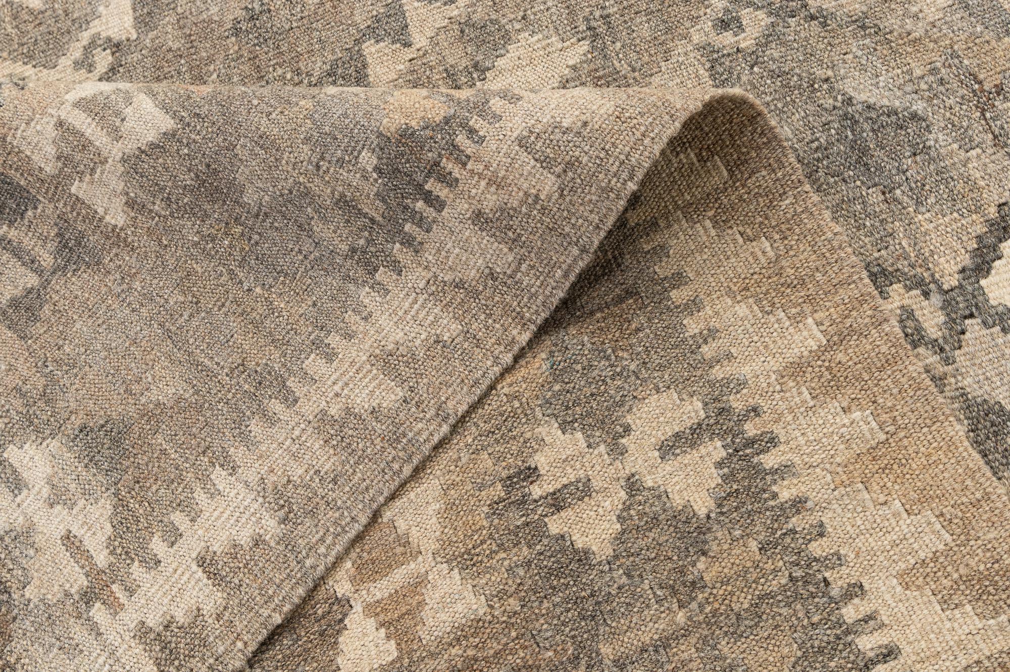 6' 8 x 9' 7 Hand Woven Kilim Maymana Wool Rug