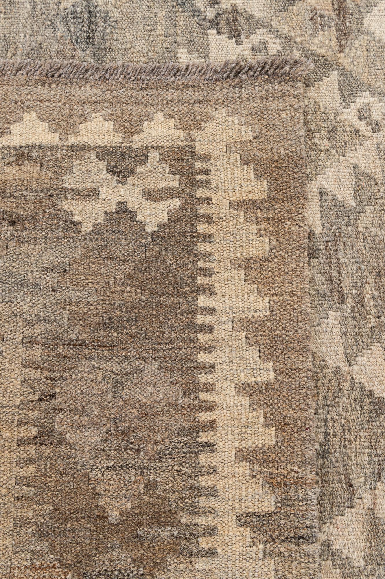 6' 8 x 9' 7 Hand Woven Kilim Maymana Wool Rug