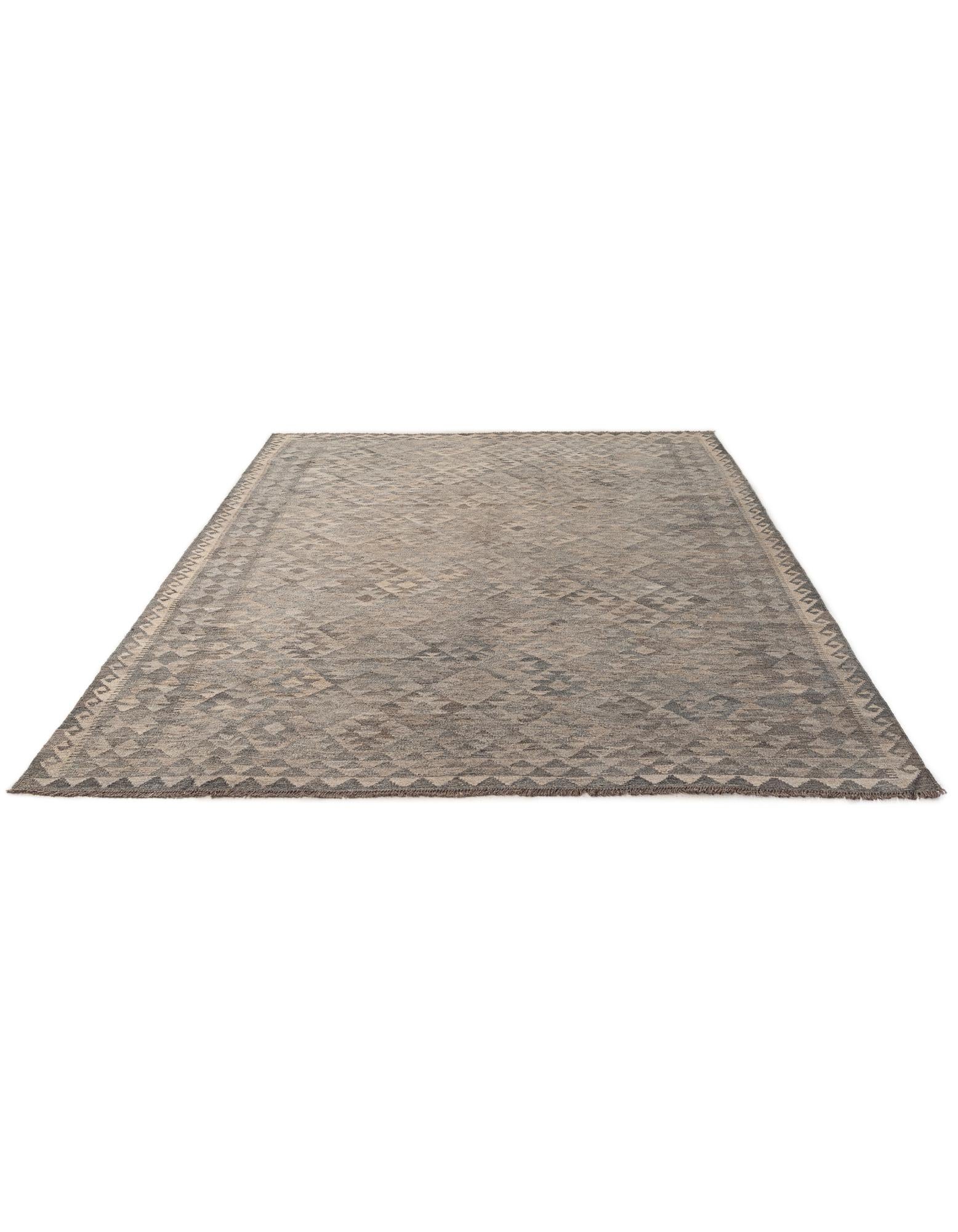 6' 8 x 9' 8 Hand Woven Kilim Maymana Wool Rug
