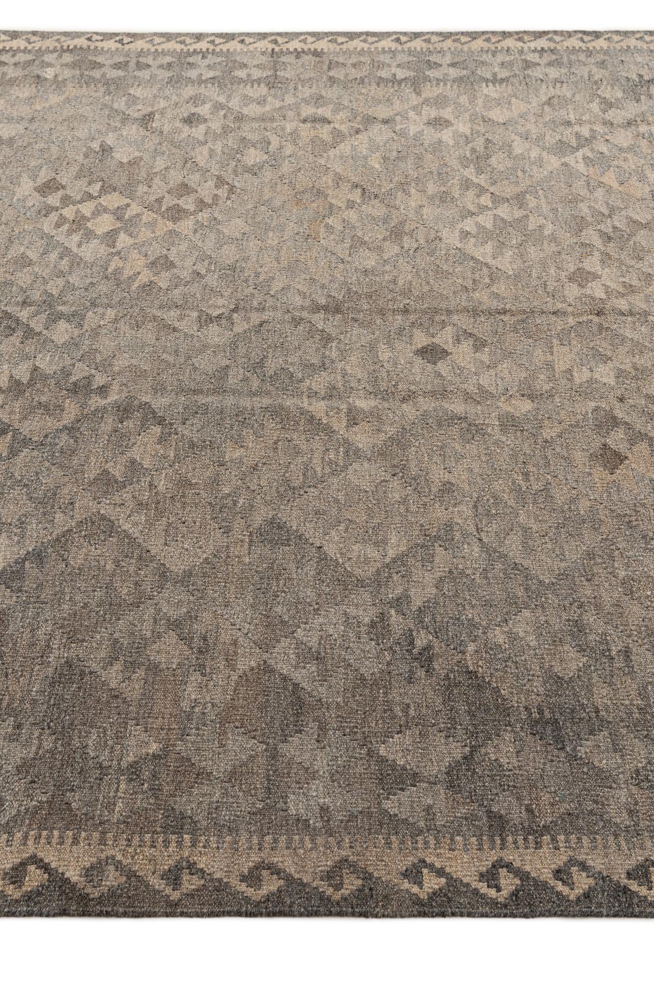 6' 8 x 9' 8 Hand Woven Kilim Maymana Wool Rug