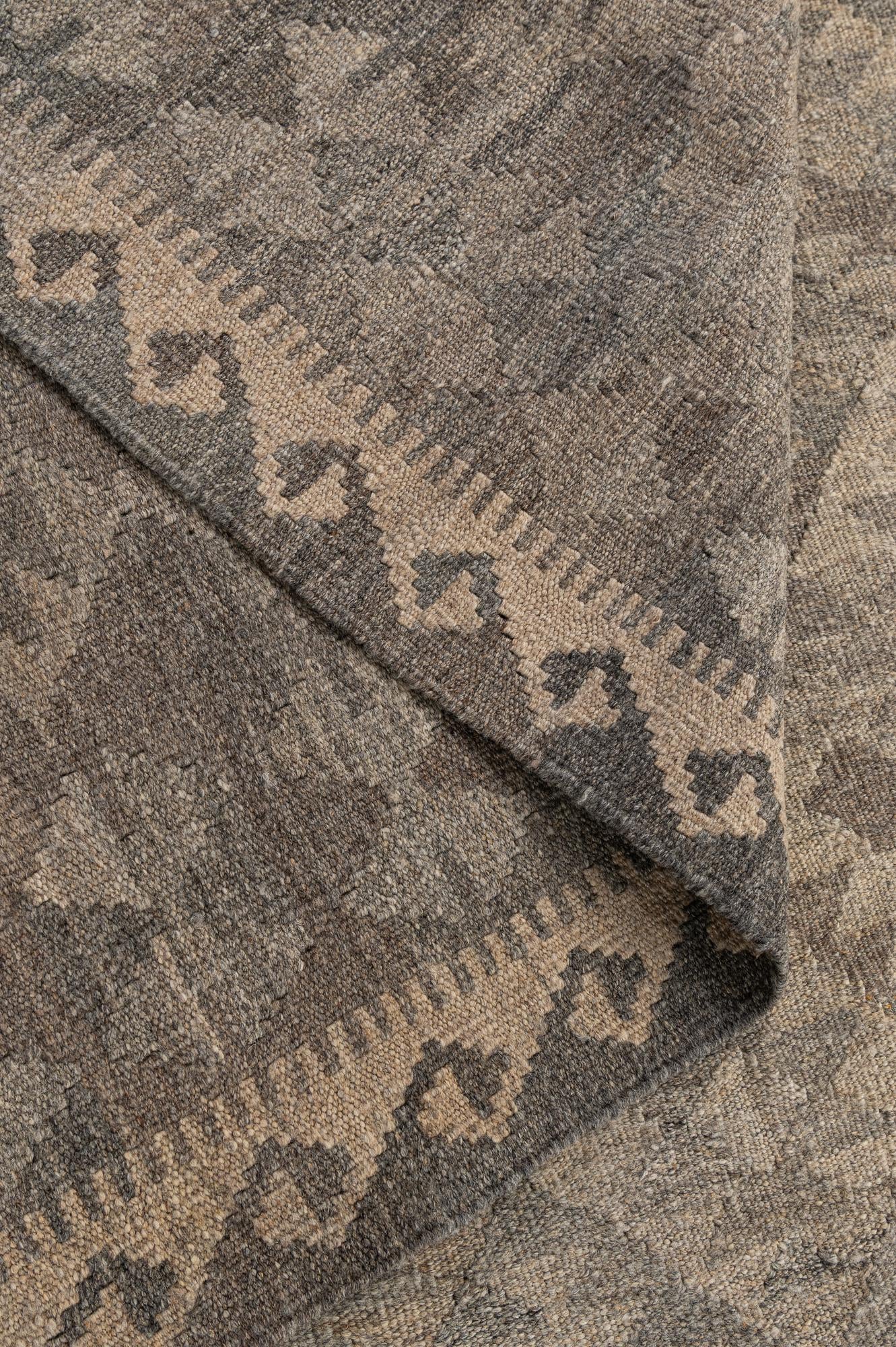 6' 8 x 9' 8 Hand Woven Kilim Maymana Wool Rug