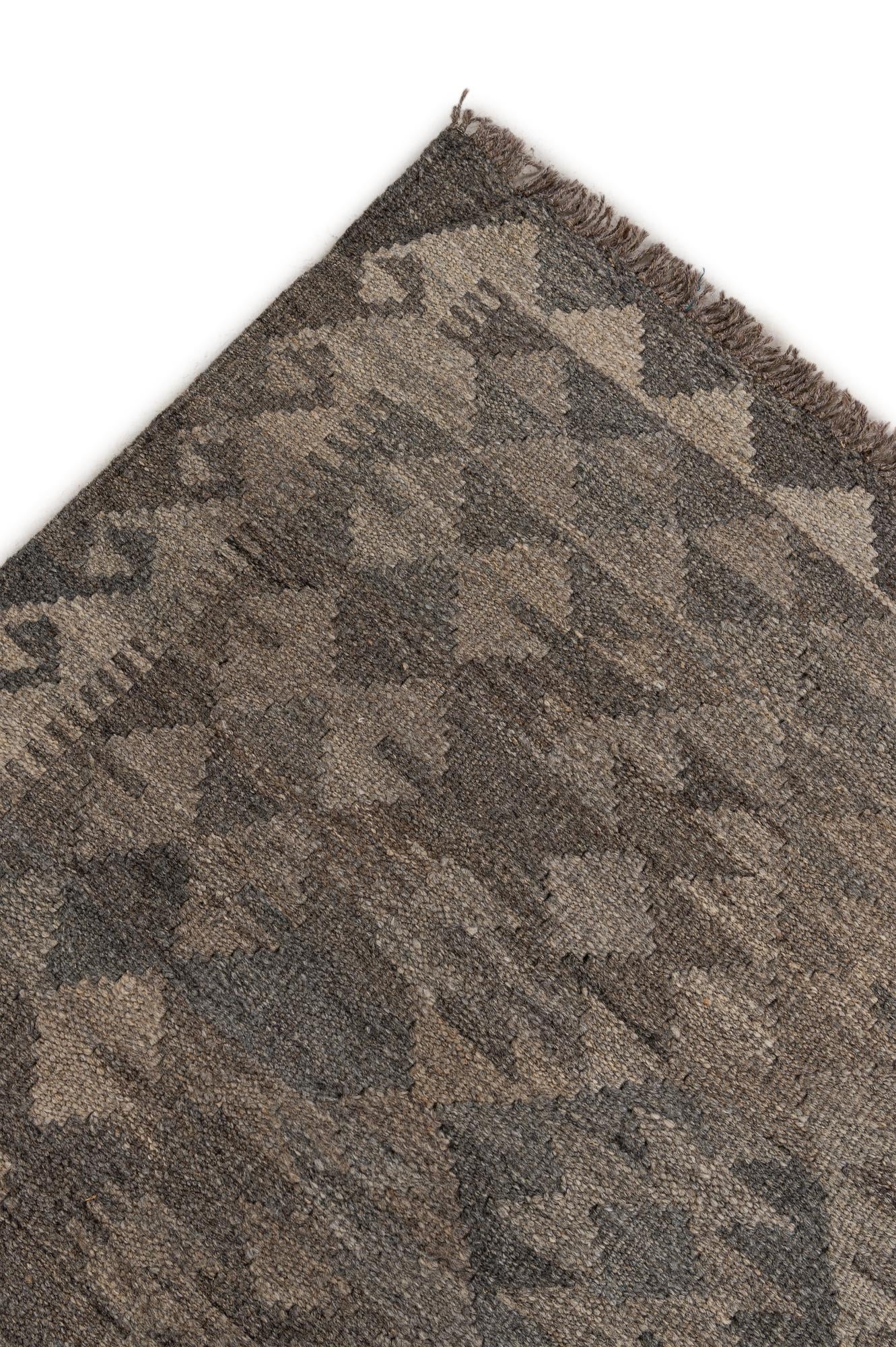 6' 8 x 9' 8 Hand Woven Kilim Maymana Wool Rug