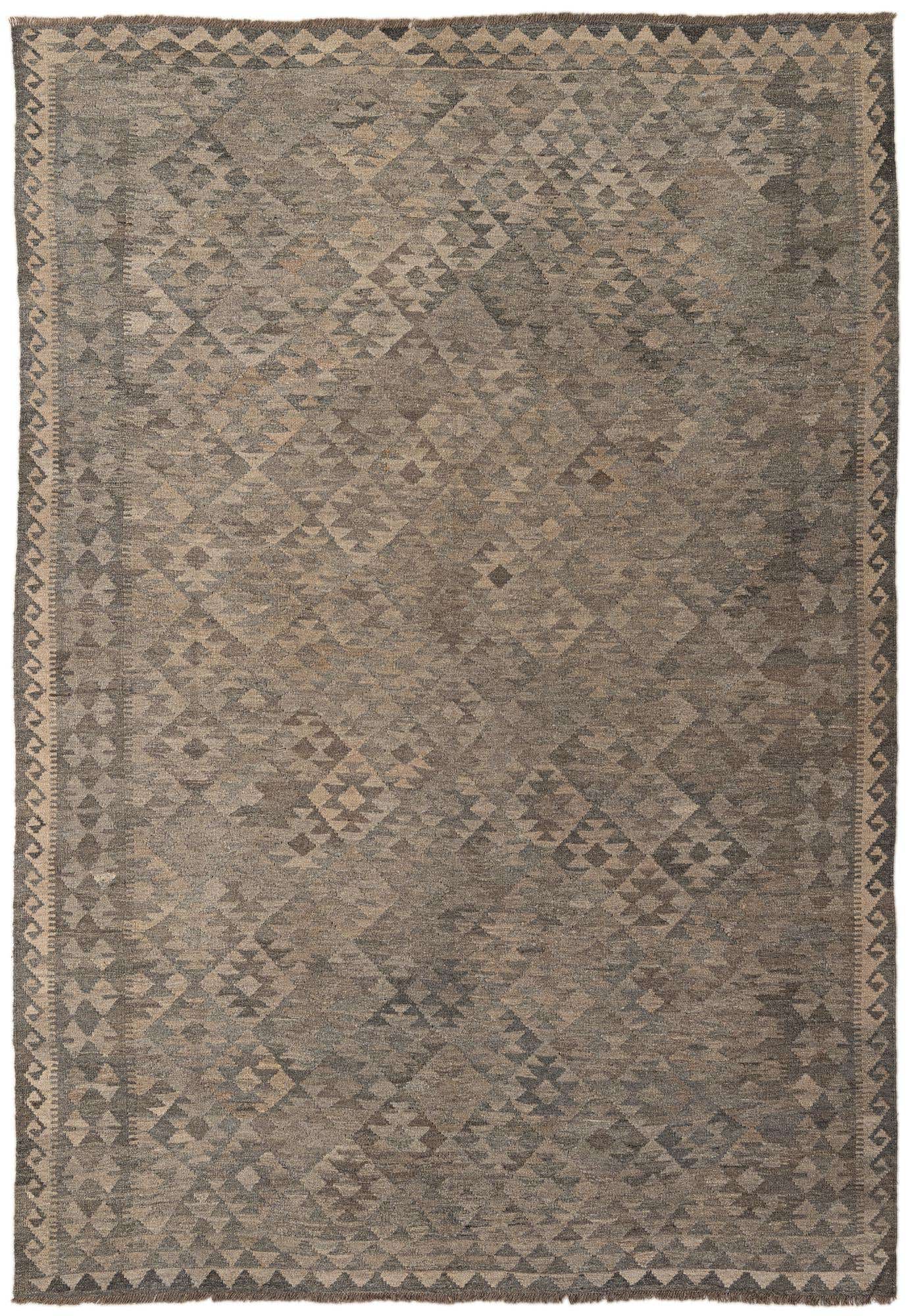 6' 8 x 9' 8 Hand Woven Kilim Maymana Wool Rug