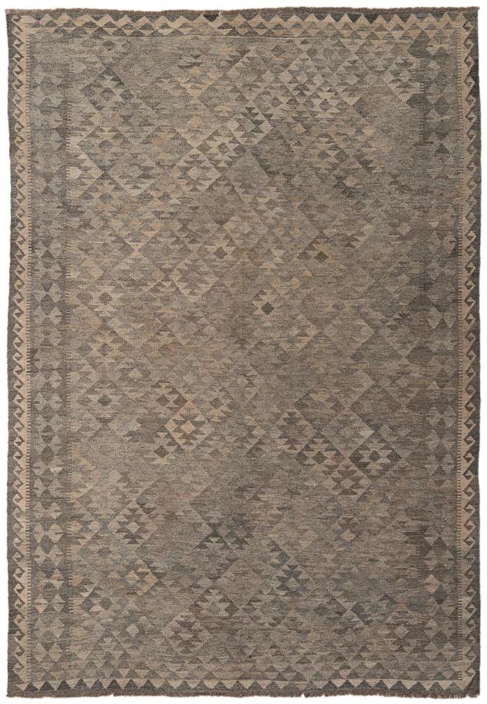 6' 8 x 9' 8 Hand Woven Kilim Maymana Wool Rug