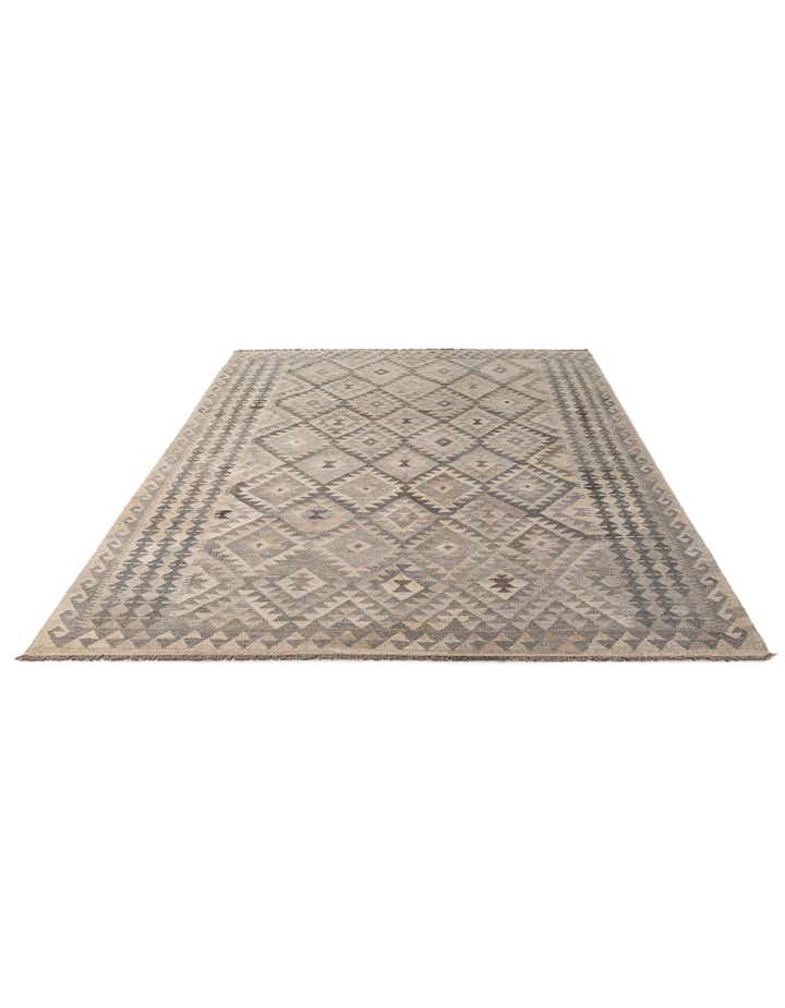 6' 8 x 9' 7 Hand Woven Kilim Maymana Wool Rug