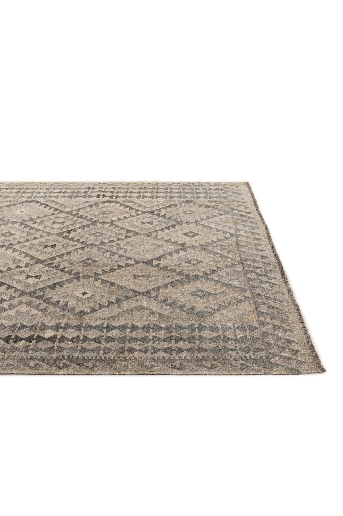 6' 8 x 9' 7 Hand Woven Kilim Maymana Wool Rug
