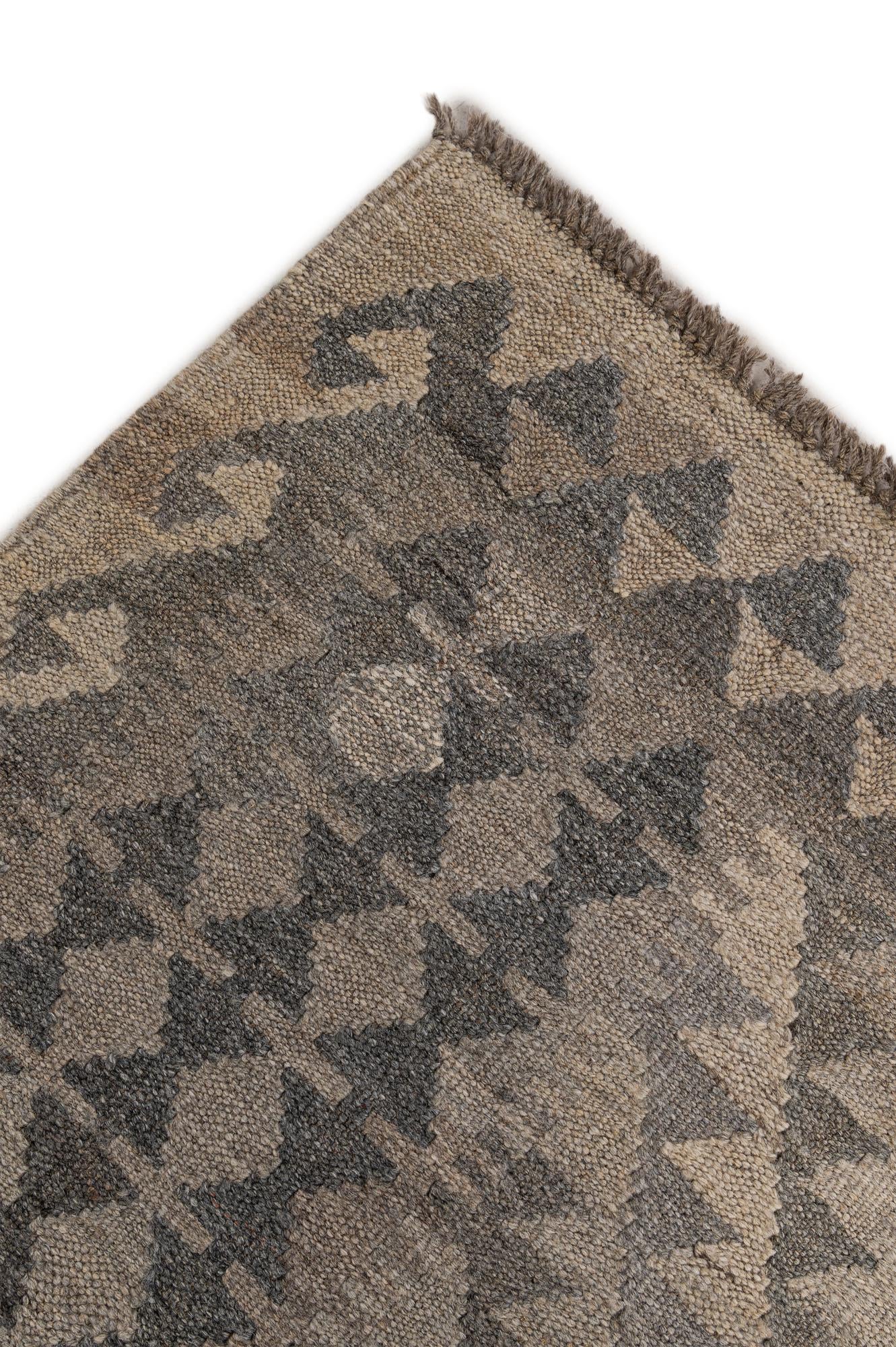 6' 8 x 9' 7 Hand Woven Kilim Maymana Wool Rug