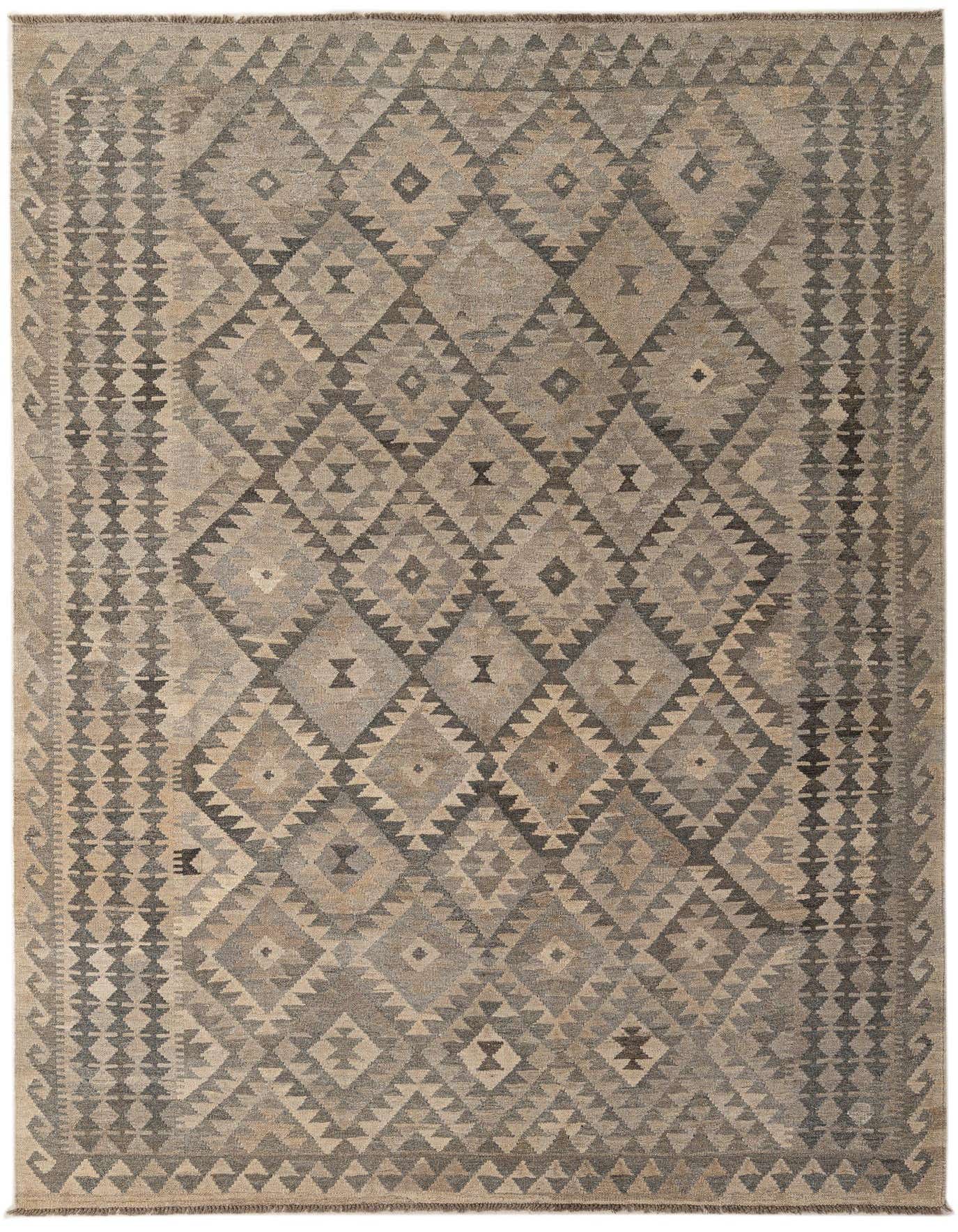 6' 8 x 9' 7 Hand Woven Kilim Maymana Wool Rug