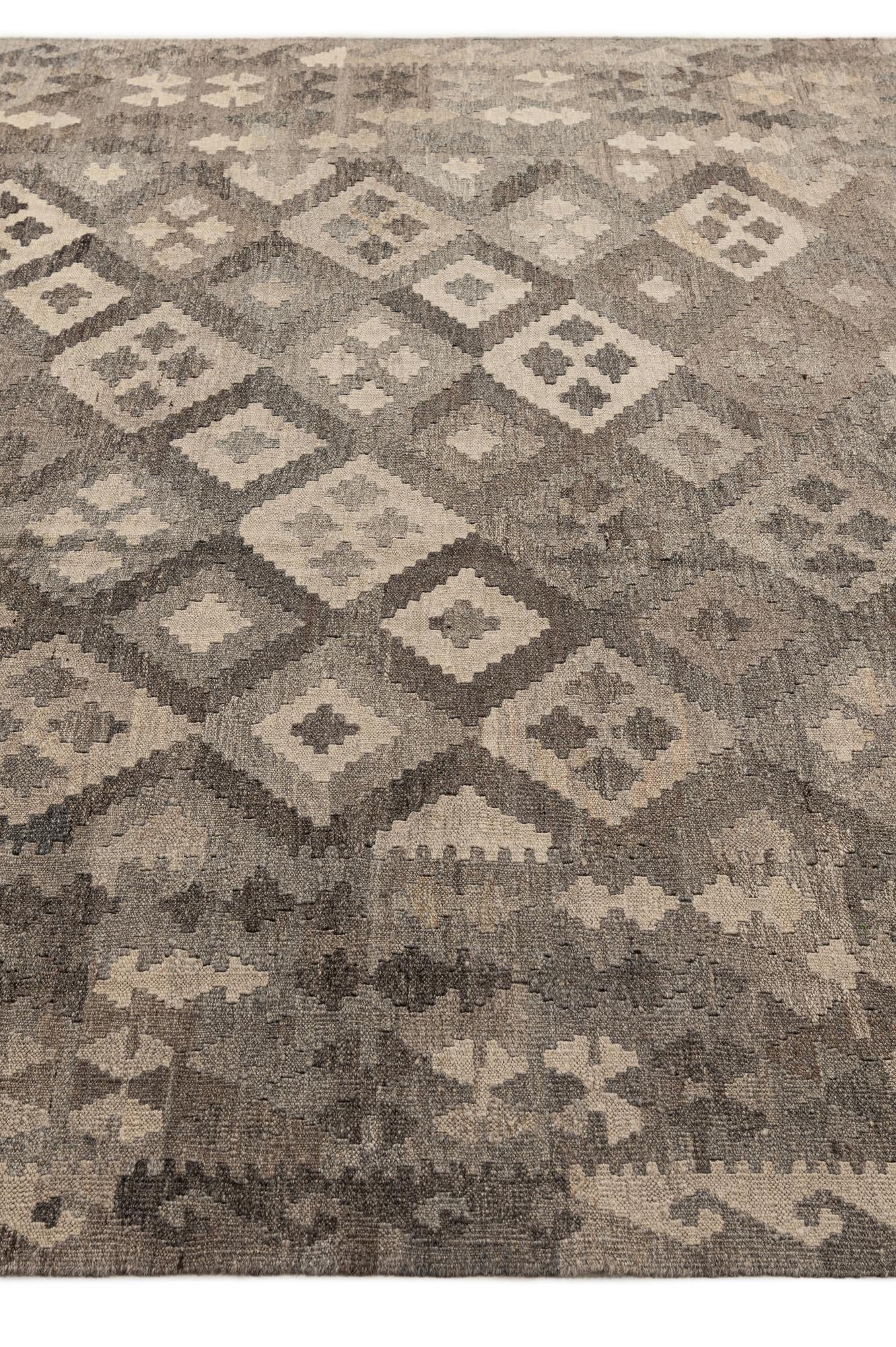 6' 6 x 9' 10 Hand Woven Kilim Maymana Wool Rug
