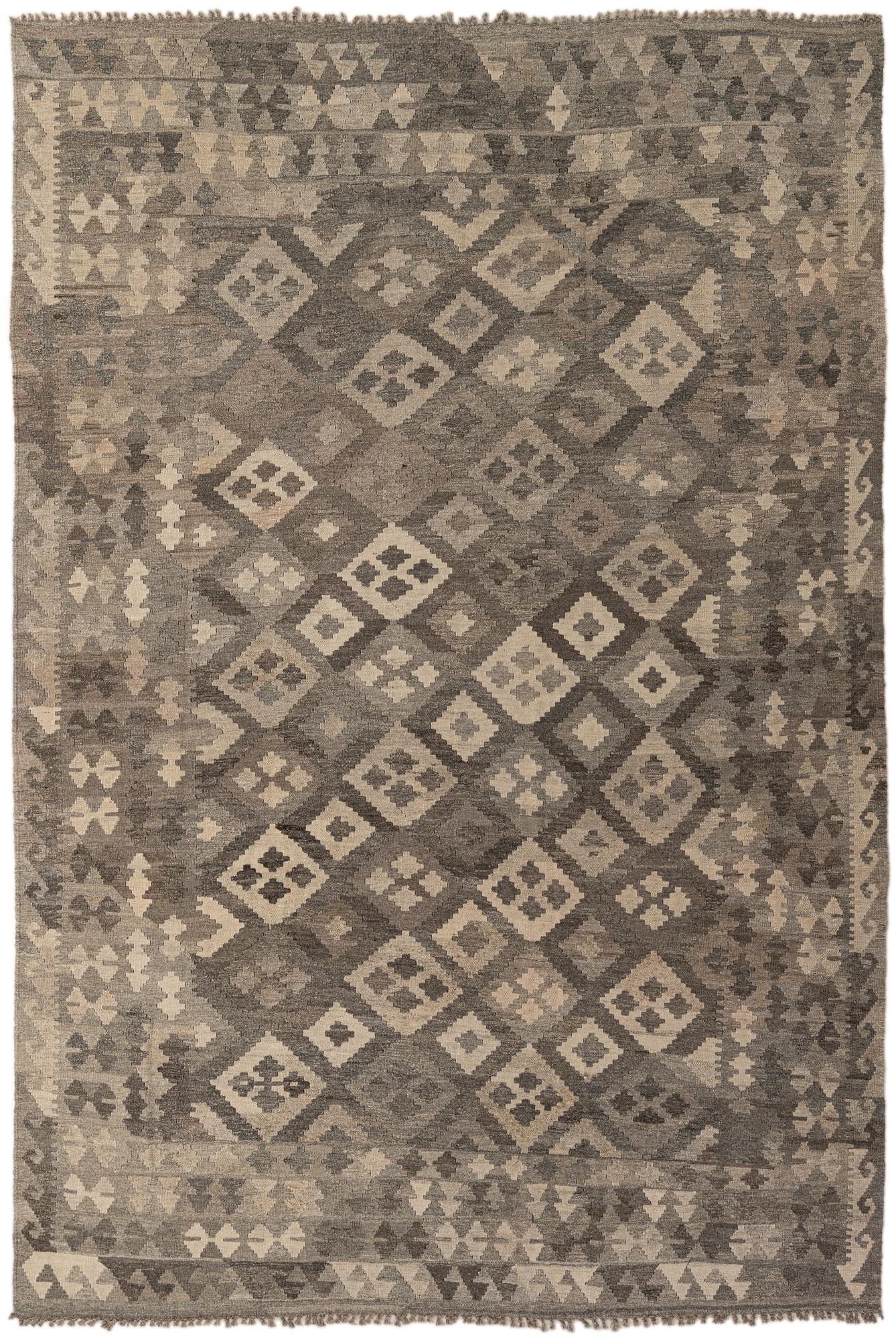 6' 6 x 9' 10 Hand Woven Kilim Maymana Wool Rug