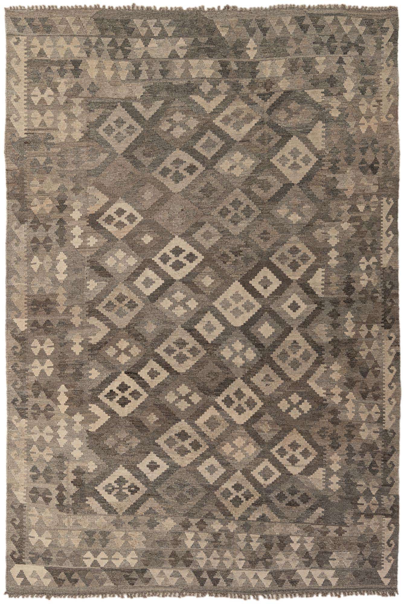 6' 6 x 9' 10 Hand Woven Kilim Maymana Wool Rug