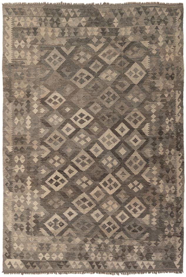 Detail image of 6' 6 x 9' 10 Hand Woven Kilim Maymana Wool Rug
