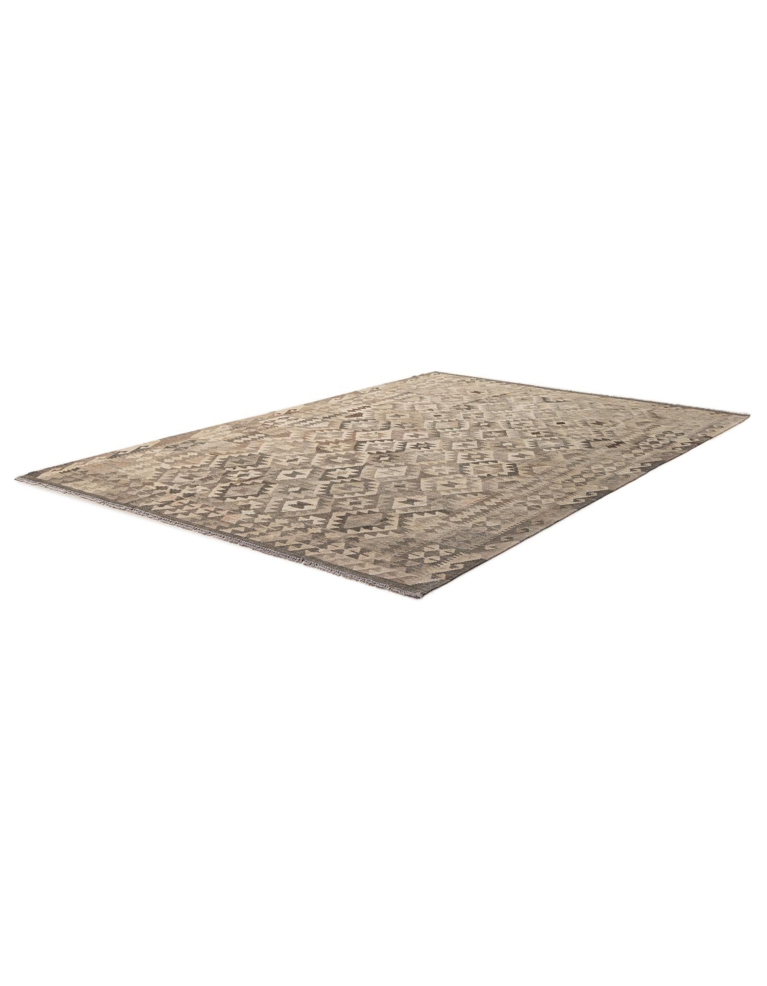 6' 7 x 9' 7 Hand Woven Kilim Maymana Wool Rug