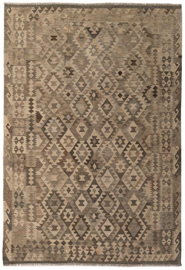Detail image of 6' 7 x 9' 7 Hand Woven Kilim Maymana Wool Rug