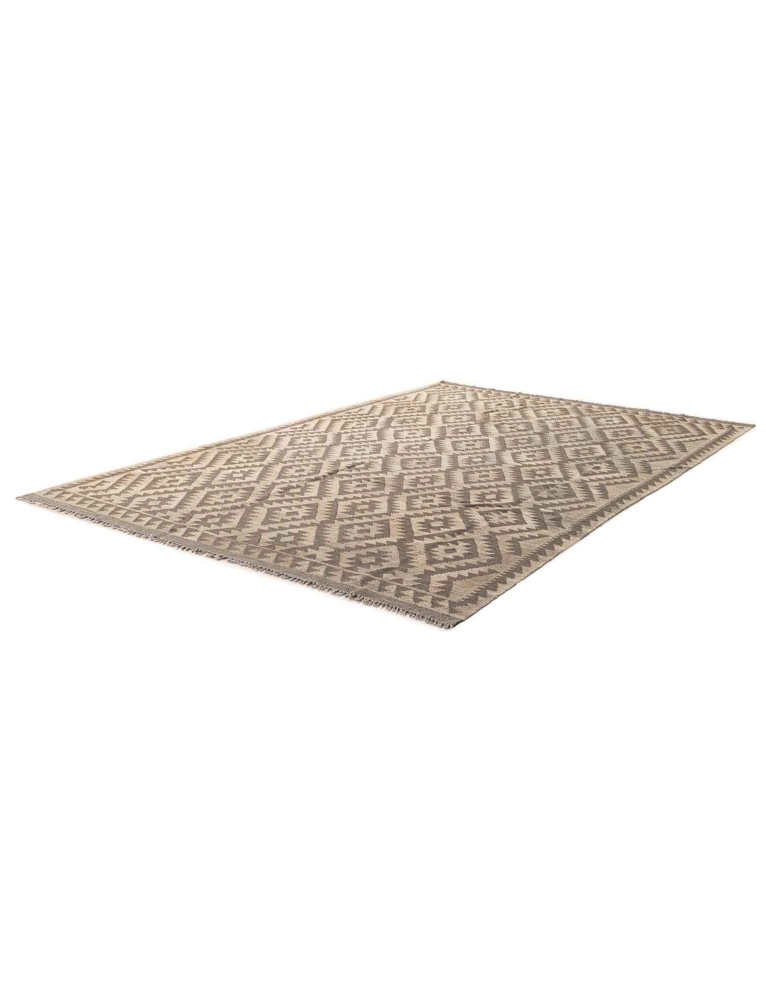 6' 8 x 9' 8 Hand Woven Kilim Maymana Wool Rug