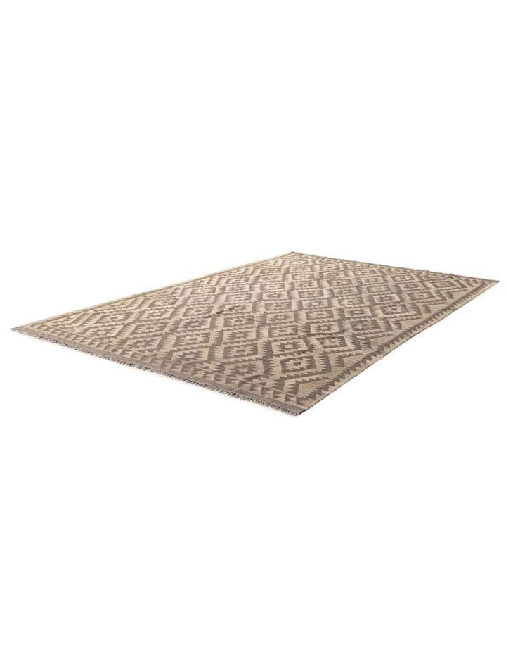 6' 8 x 9' 8 Hand Woven Kilim Maymana Wool Rug