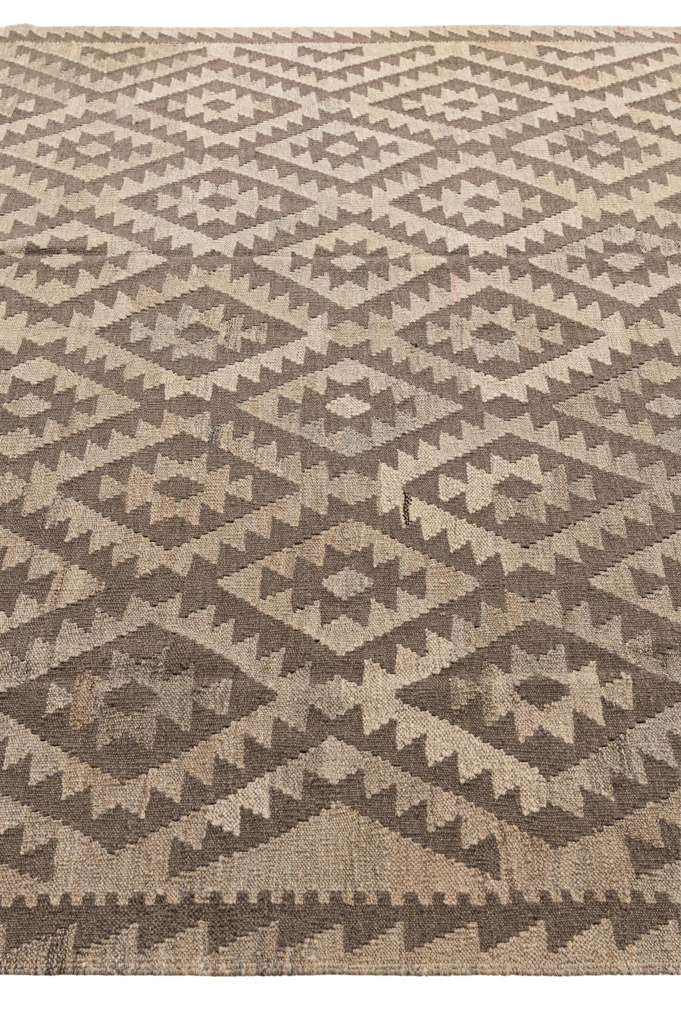 6' 8 x 9' 8 Hand Woven Kilim Maymana Wool Rug