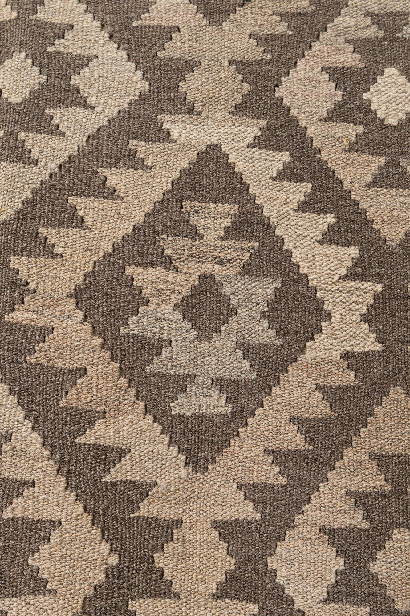 6' 8 x 9' 8 Hand Woven Kilim Maymana Wool Rug