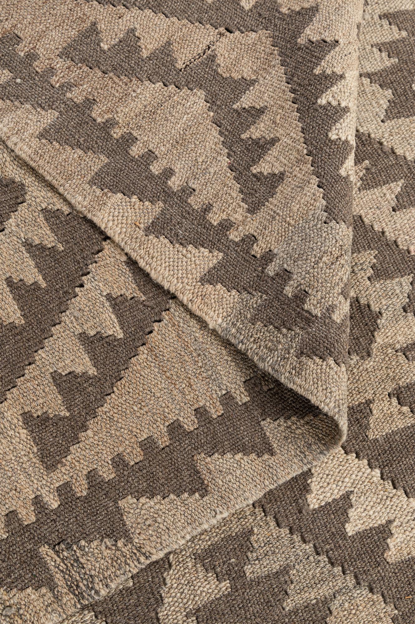 6' 8 x 9' 8 Hand Woven Kilim Maymana Wool Rug