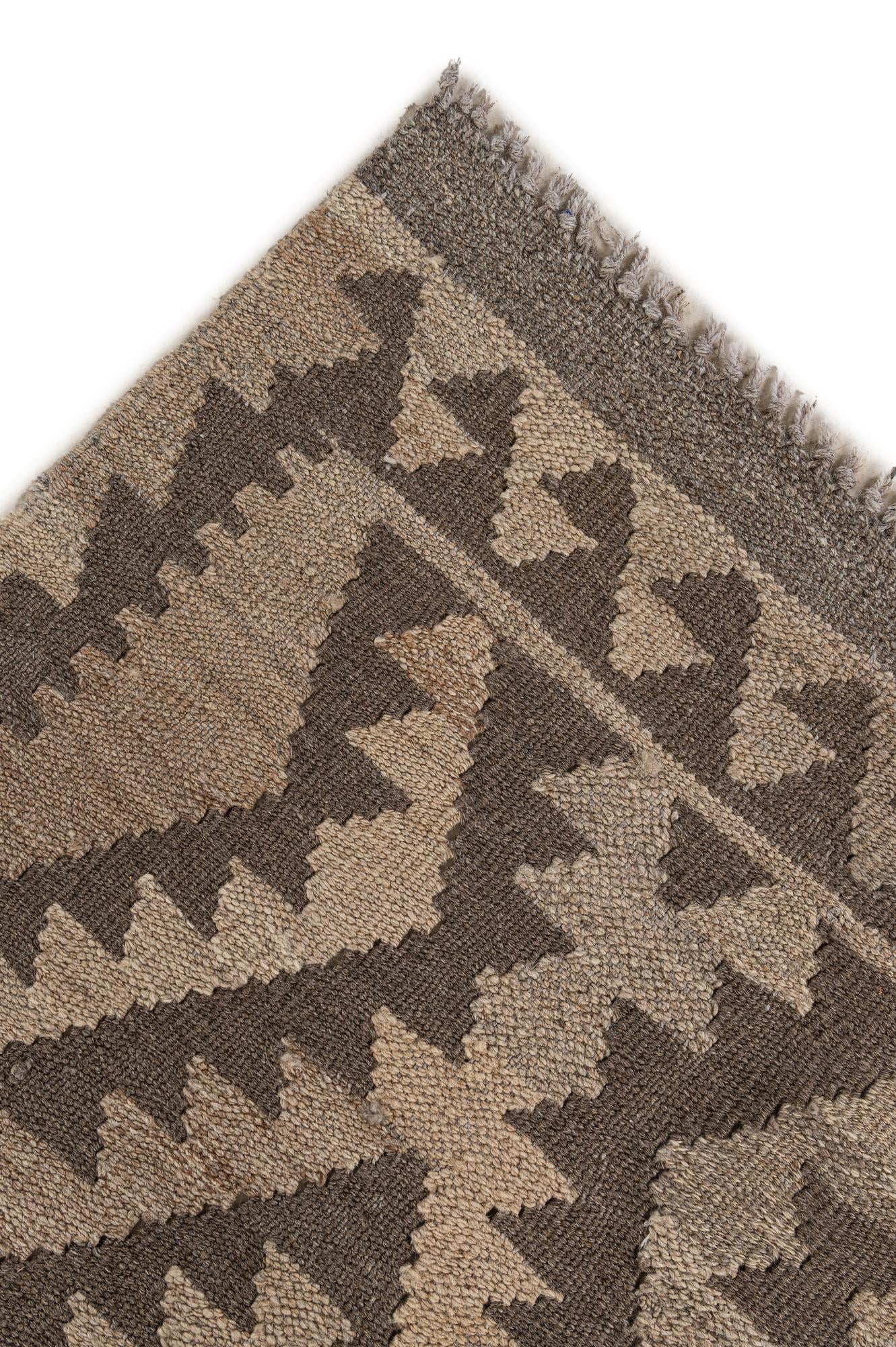 6' 8 x 9' 8 Hand Woven Kilim Maymana Wool Rug
