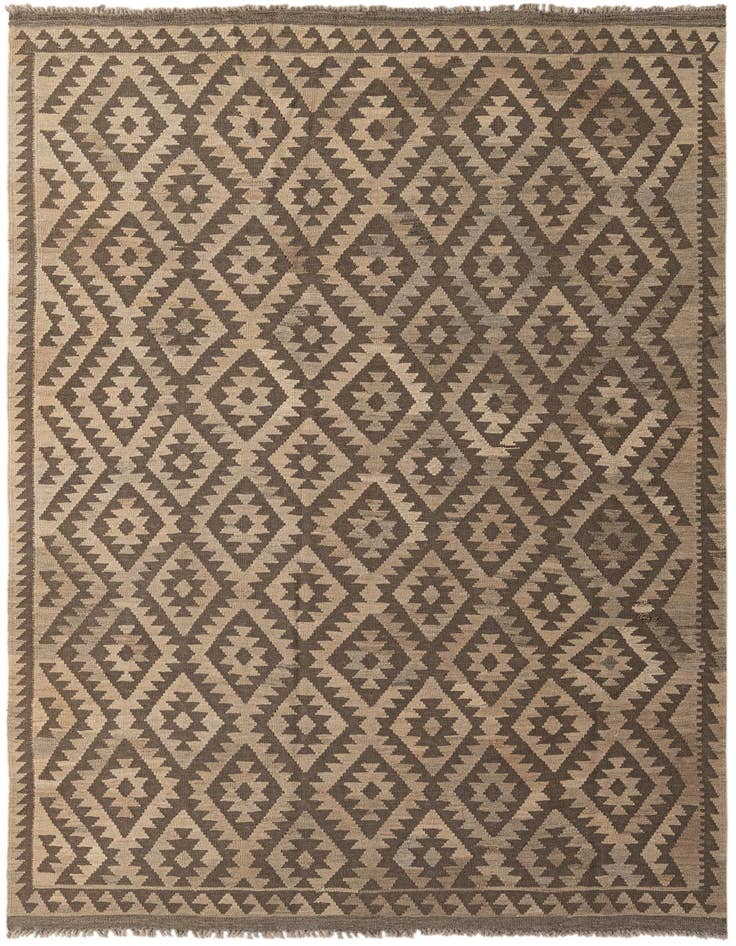 Detail image of 6' 8 x 9' 8 Hand Woven Kilim Maymana Wool Rug