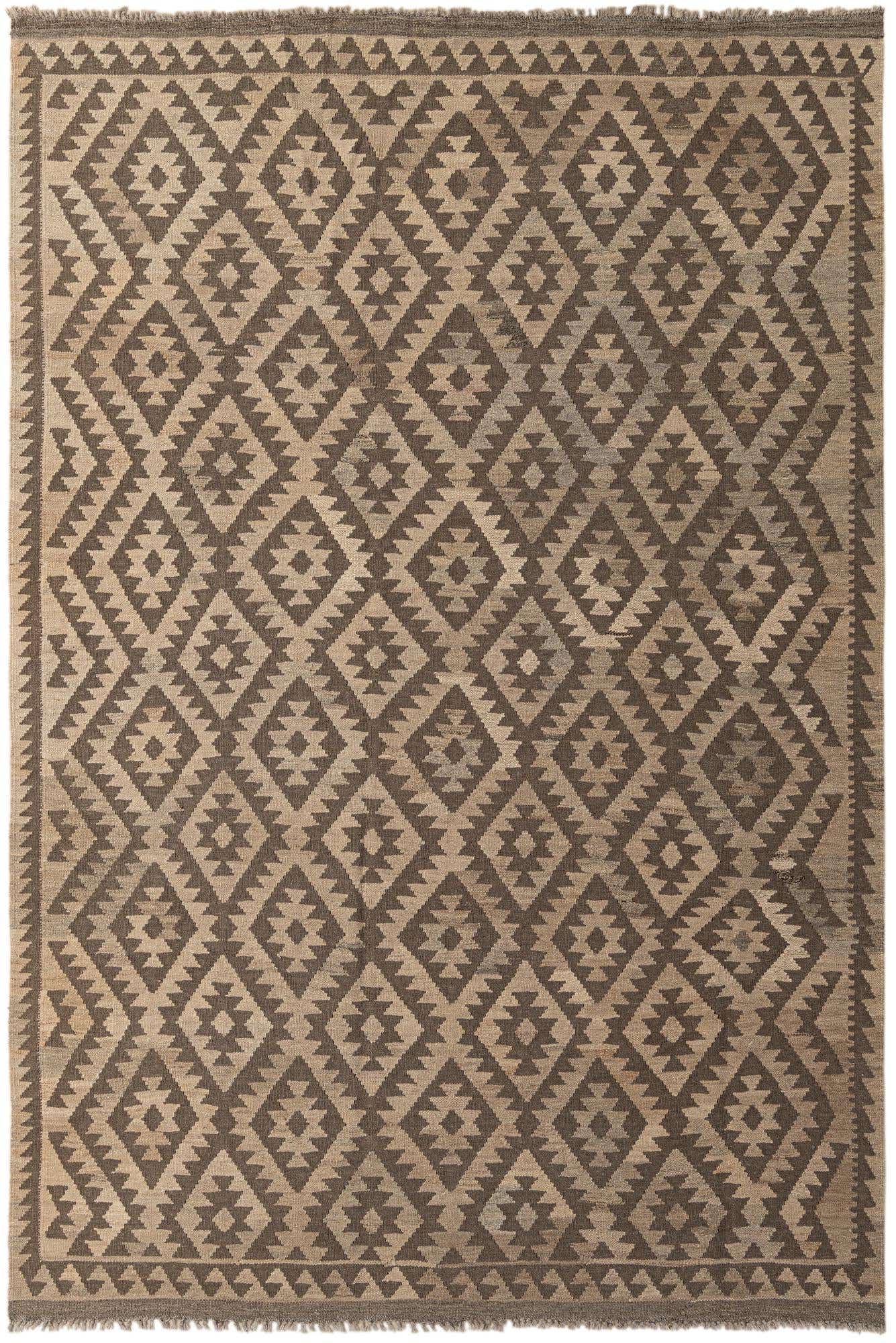 6' 8 x 9' 8 Hand Woven Kilim Maymana Wool Rug