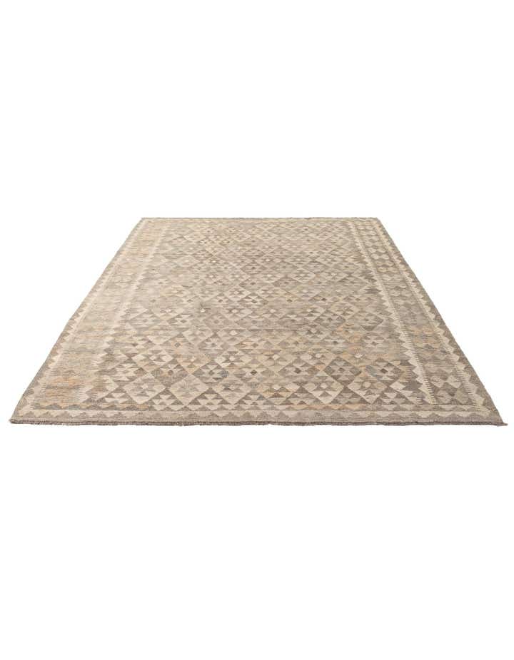 6' 8 x 9' 8 Hand Woven Kilim Maymana Wool Rug