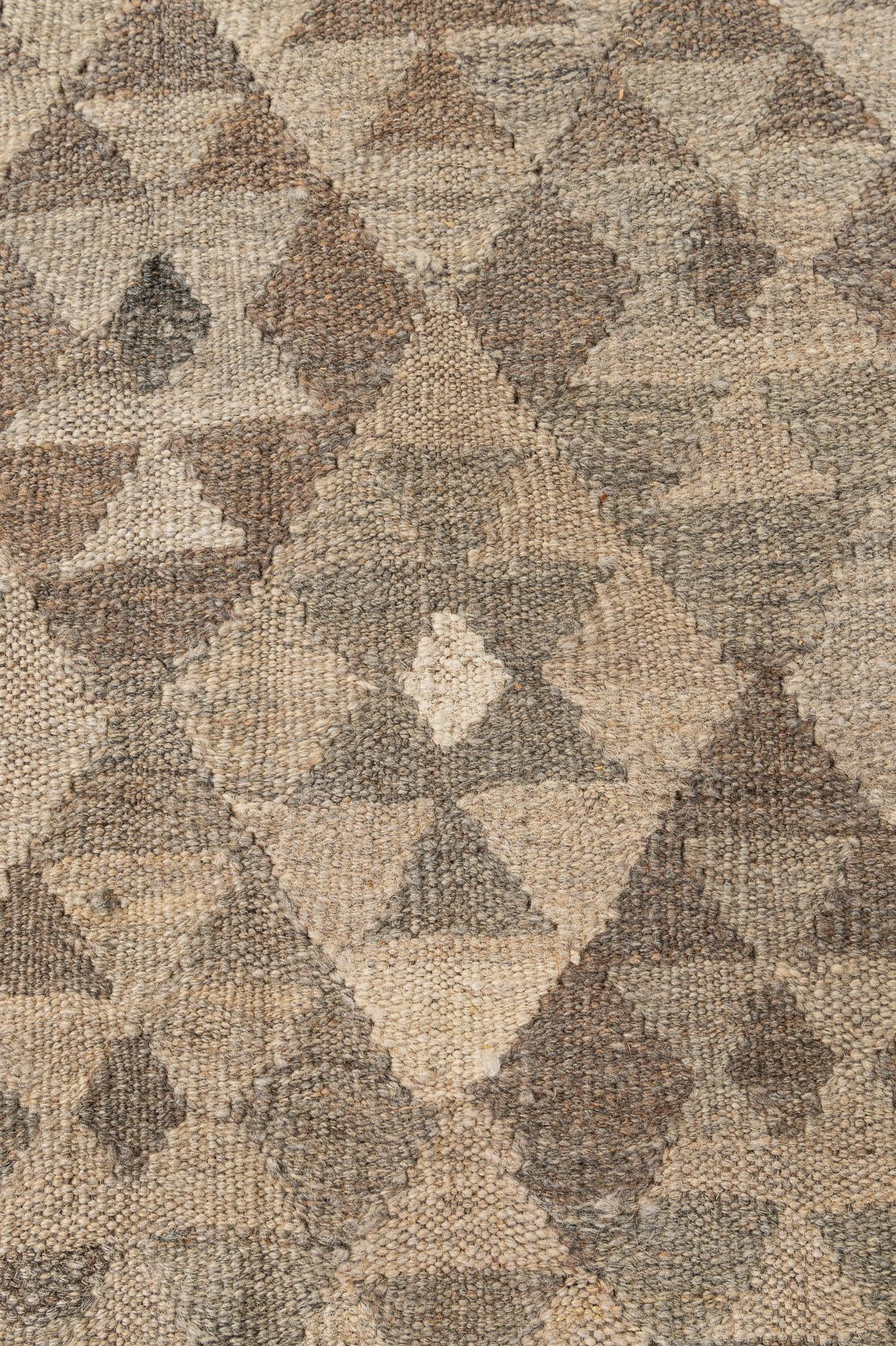 6' 8 x 9' 8 Hand Woven Kilim Maymana Wool Rug