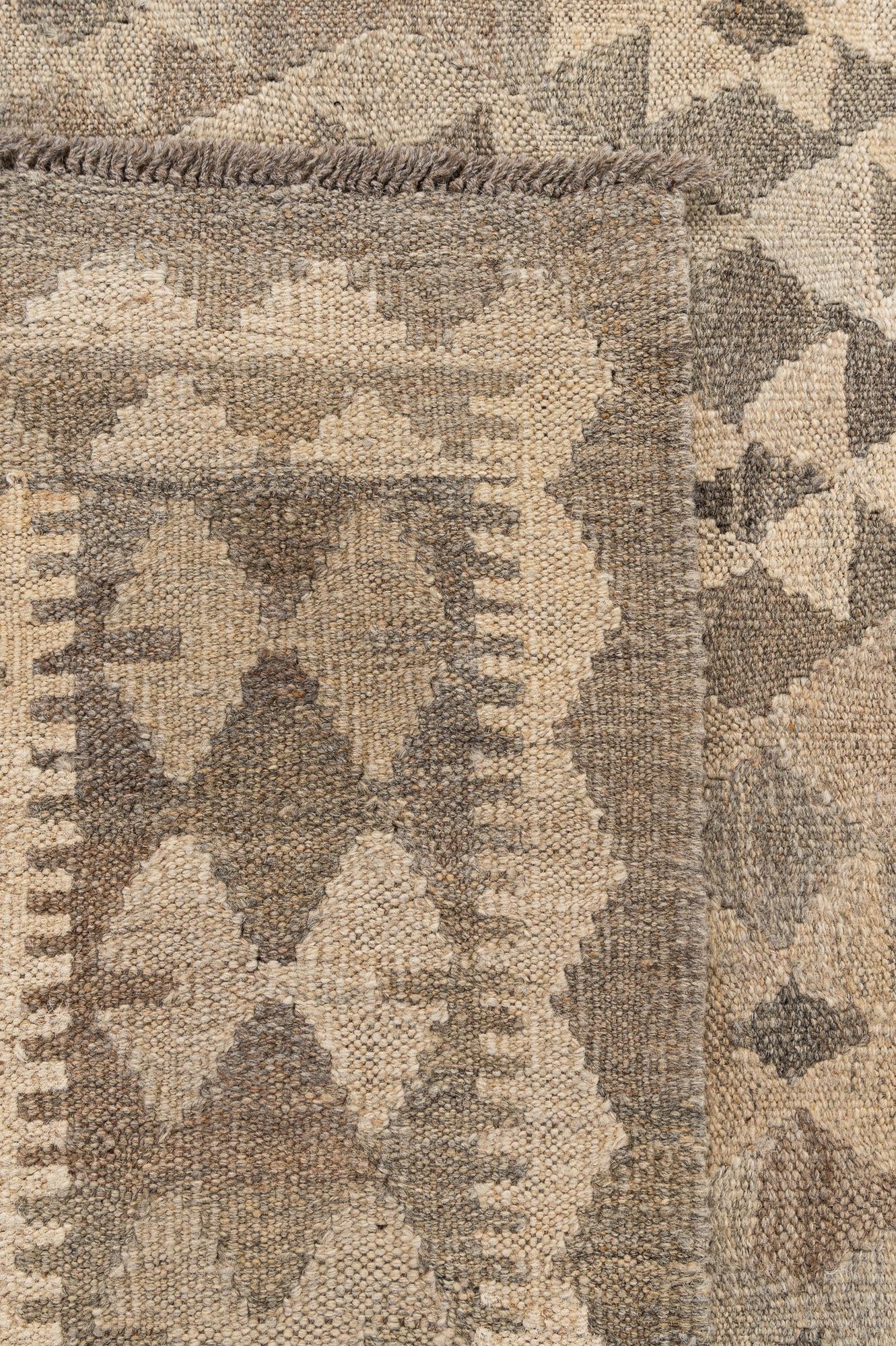 6' 8 x 9' 8 Hand Woven Kilim Maymana Wool Rug