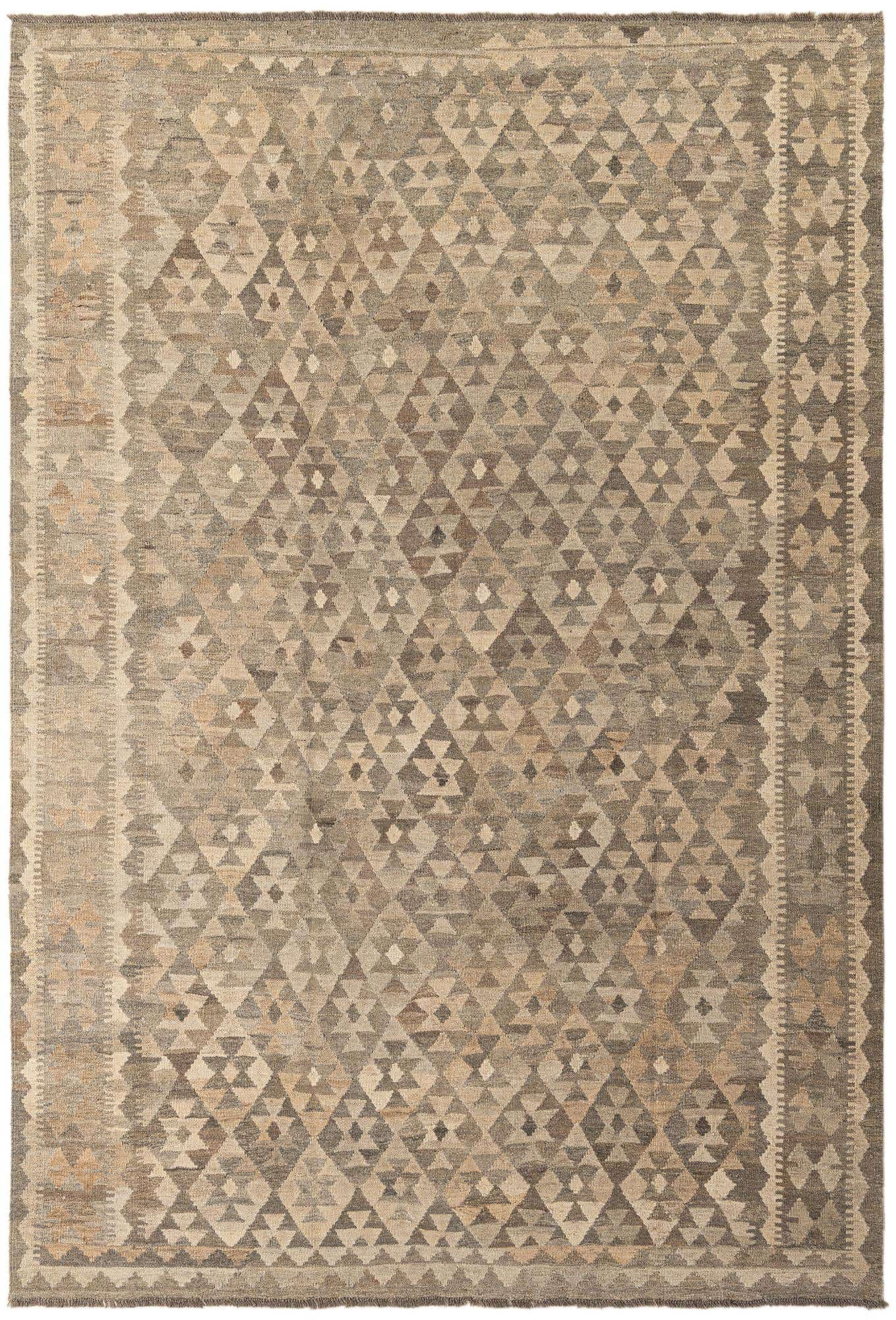 6' 8 x 9' 8 Hand Woven Kilim Maymana Wool Rug