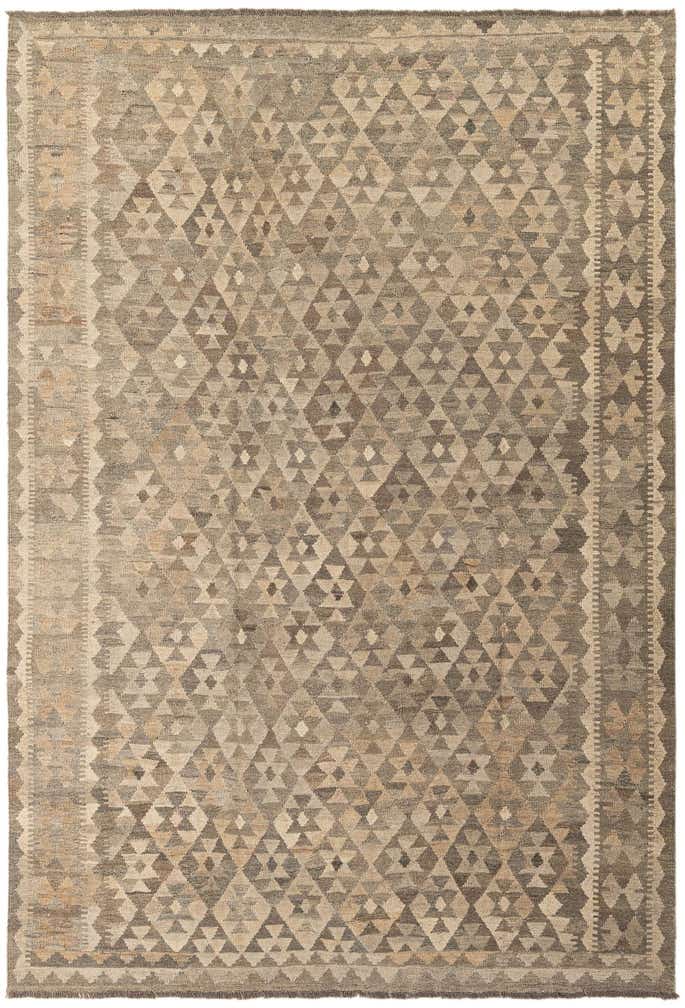 6' 8 x 9' 8 Hand Woven Kilim Maymana Wool Rug
