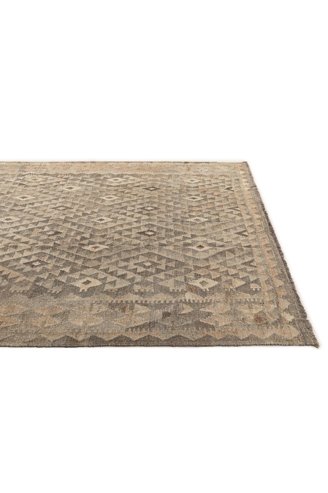 6' 9 x 9' 7 Hand Woven Kilim Maymana Wool Rug