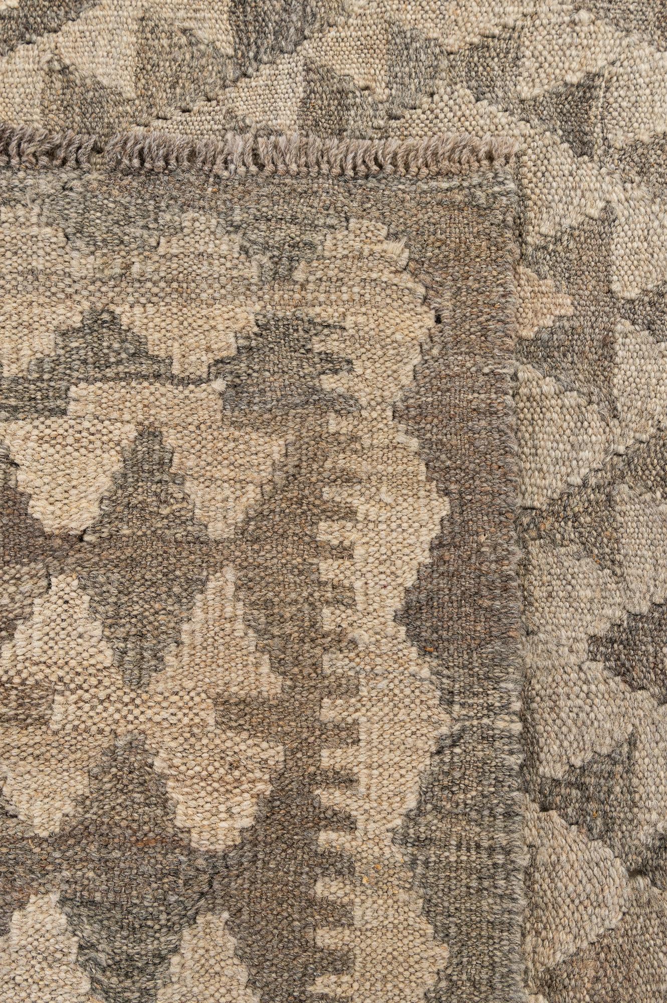 6' 9 x 9' 7 Hand Woven Kilim Maymana Wool Rug